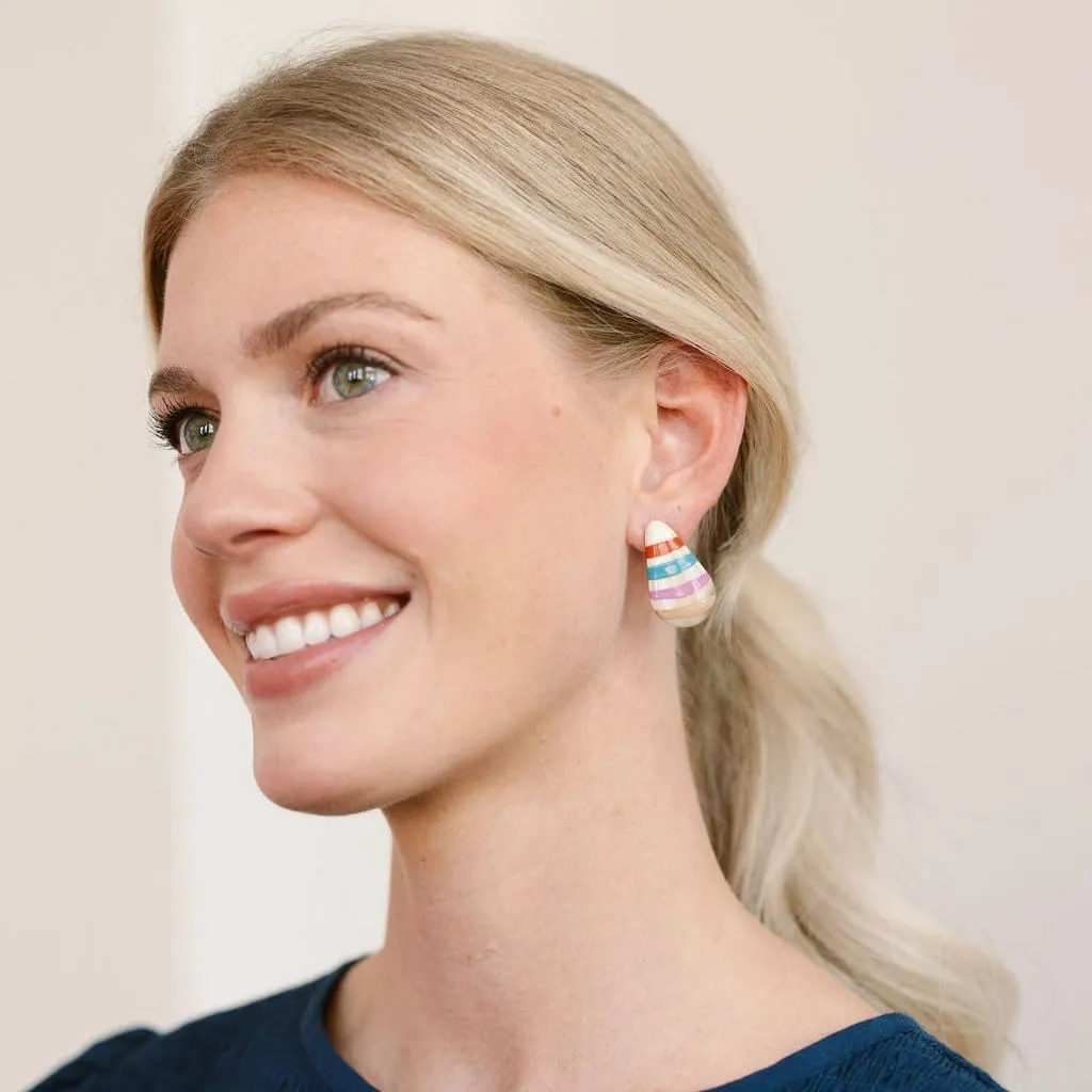 Colorful Stripe Dew Drop Earrings