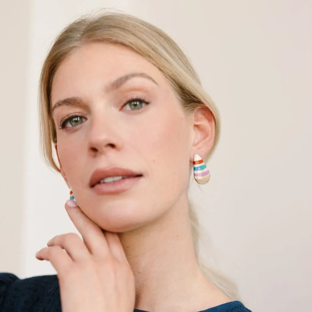 Colorful Stripe Dew Drop Earrings