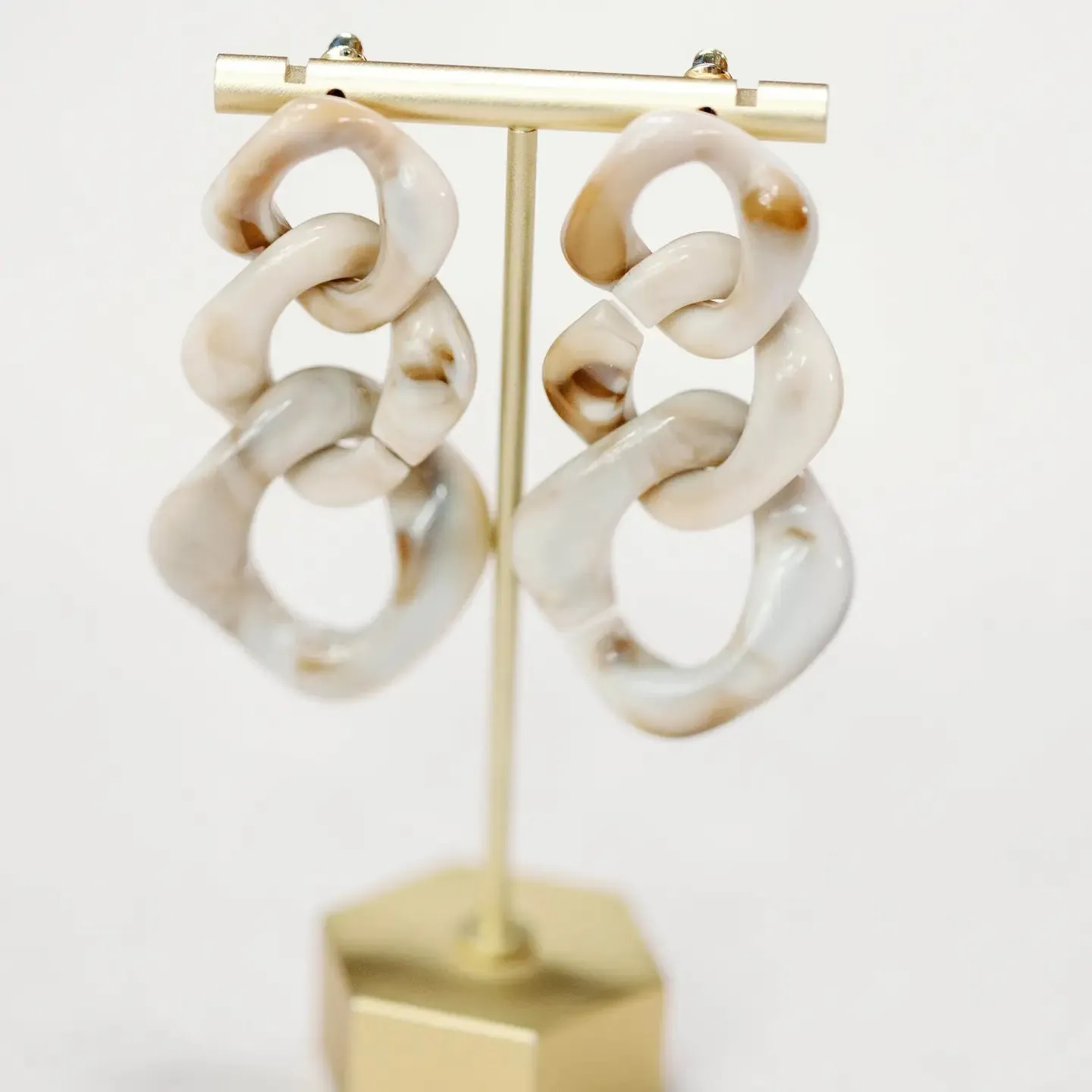 Cream Lucite Chain Earrings