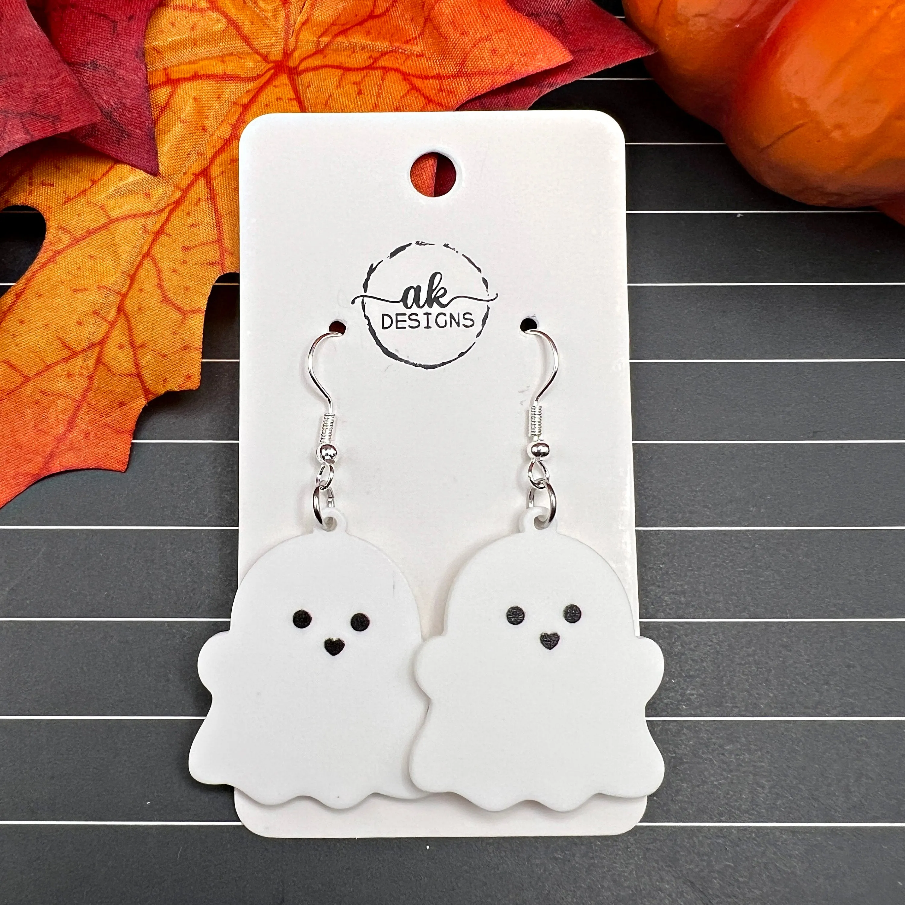 Cute Cartoon Ghost Acrylic Earrings, Halloween Spooky Season, Silver/Silver-tone s, Hypoallergenic Gift