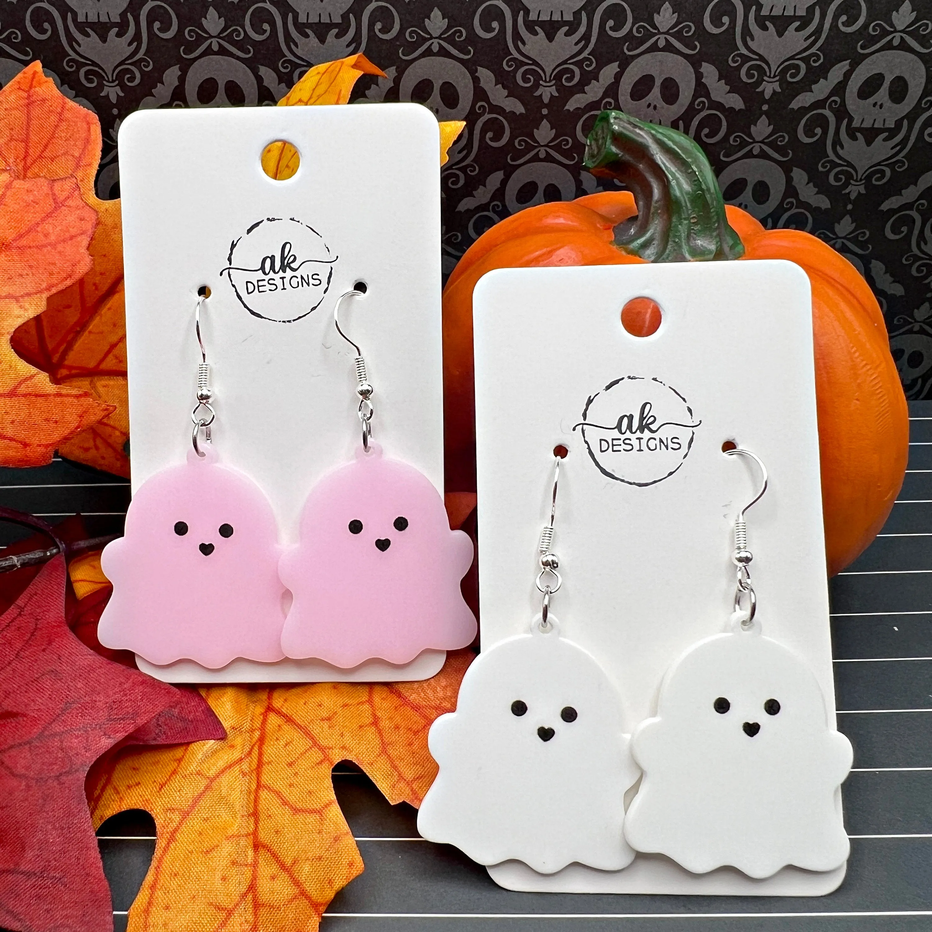 Cute Cartoon Ghost Acrylic Earrings, Halloween Spooky Season, Silver/Silver-tone s, Hypoallergenic Gift