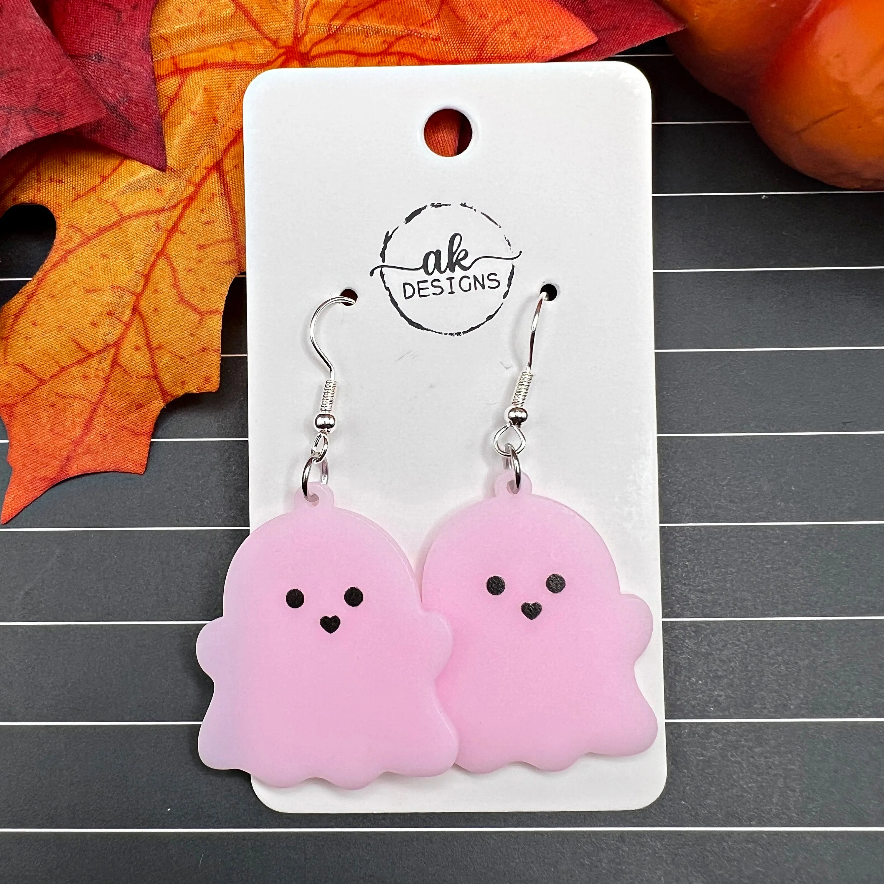 Cute Cartoon Ghost Acrylic Earrings, Halloween Spooky Season, Silver/Silver-tone s, Hypoallergenic Gift