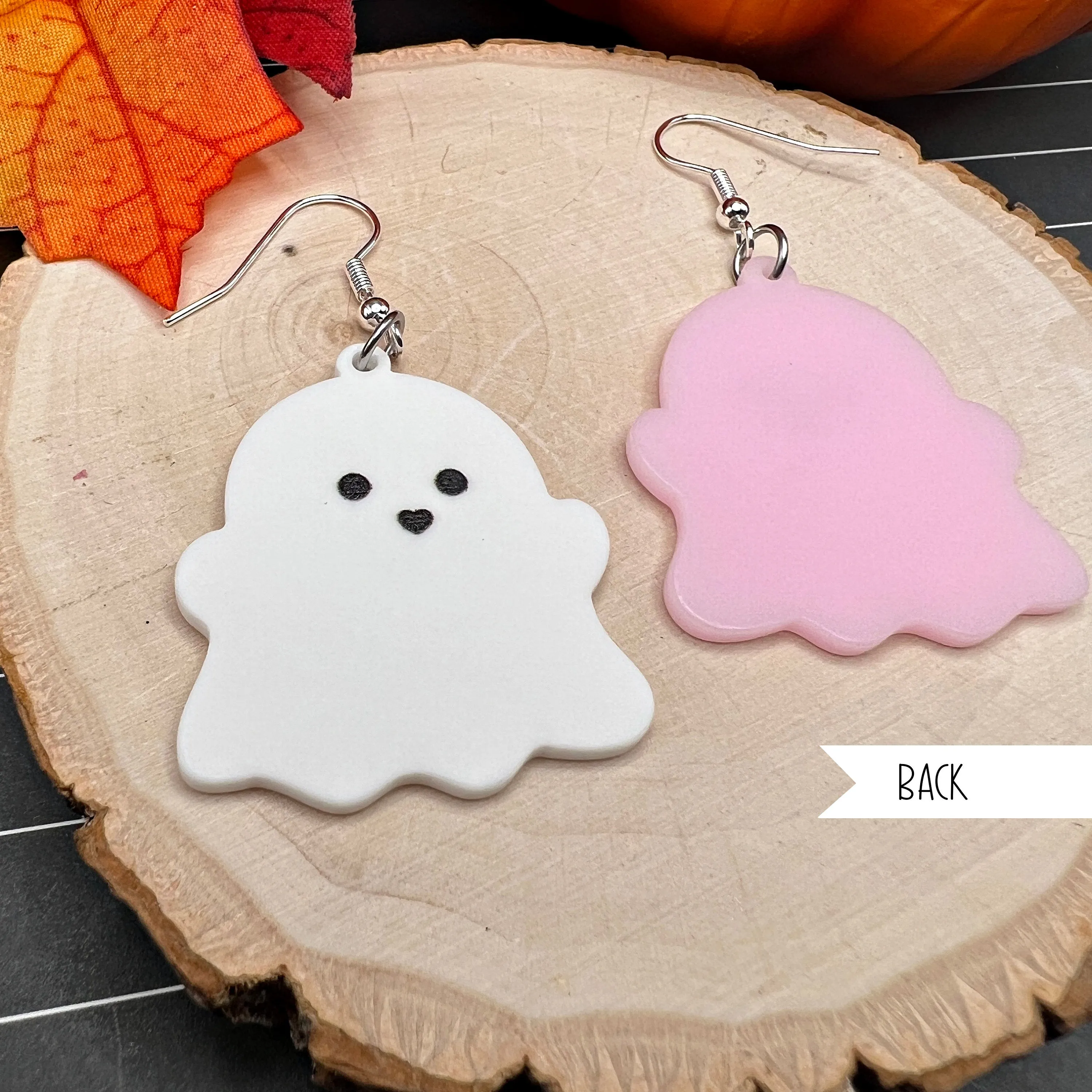 Cute Cartoon Ghost Acrylic Earrings, Halloween Spooky Season, Silver/Silver-tone s, Hypoallergenic Gift