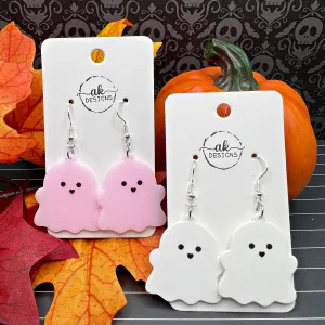 Cute Cartoon Ghost Acrylic Earrings, Halloween Spooky Season, Silver/Silver-tone s, Hypoallergenic Gift