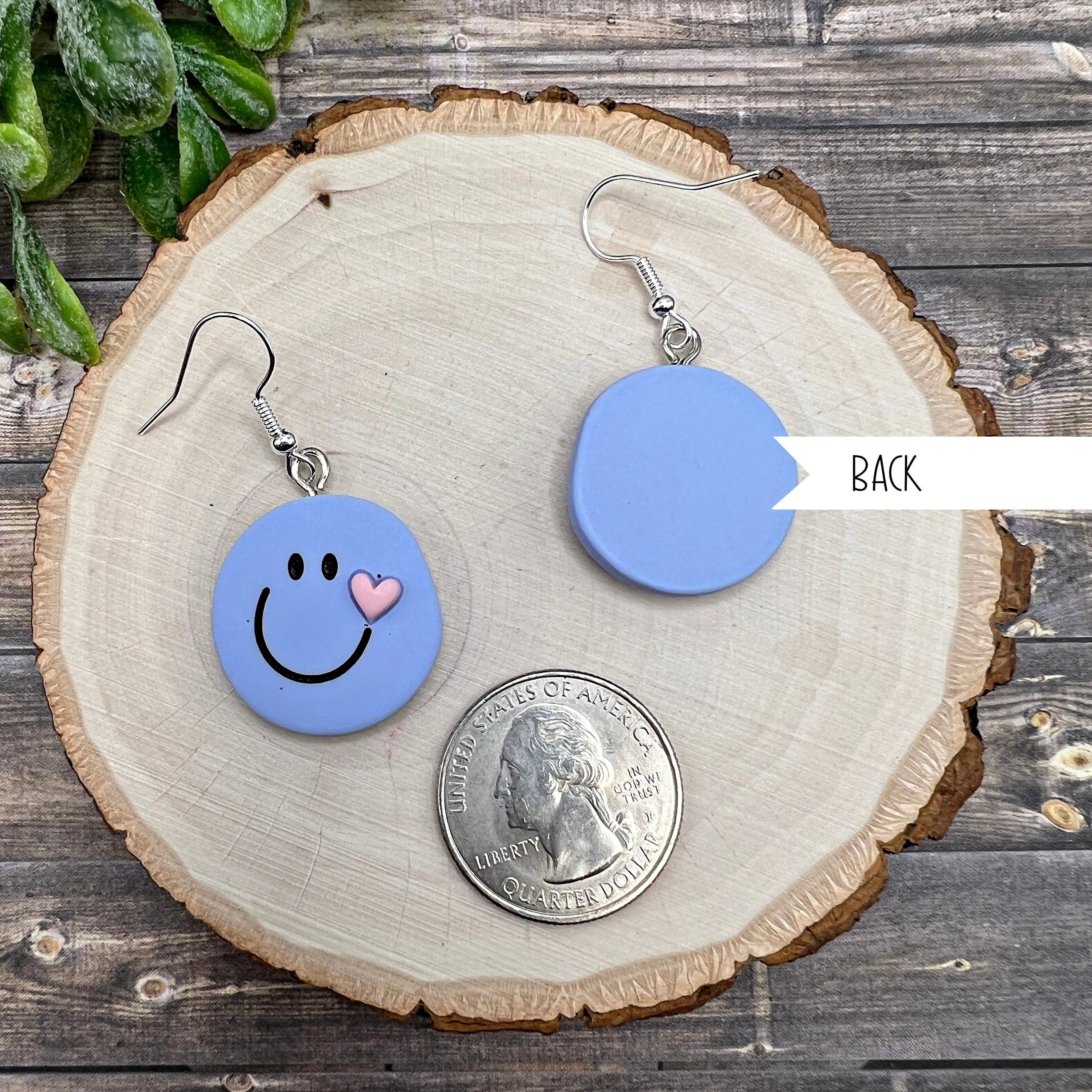 Cute Smiley Face Earrings, 7 Color Choices, Hypoallergenic, Lightweight, Adorable