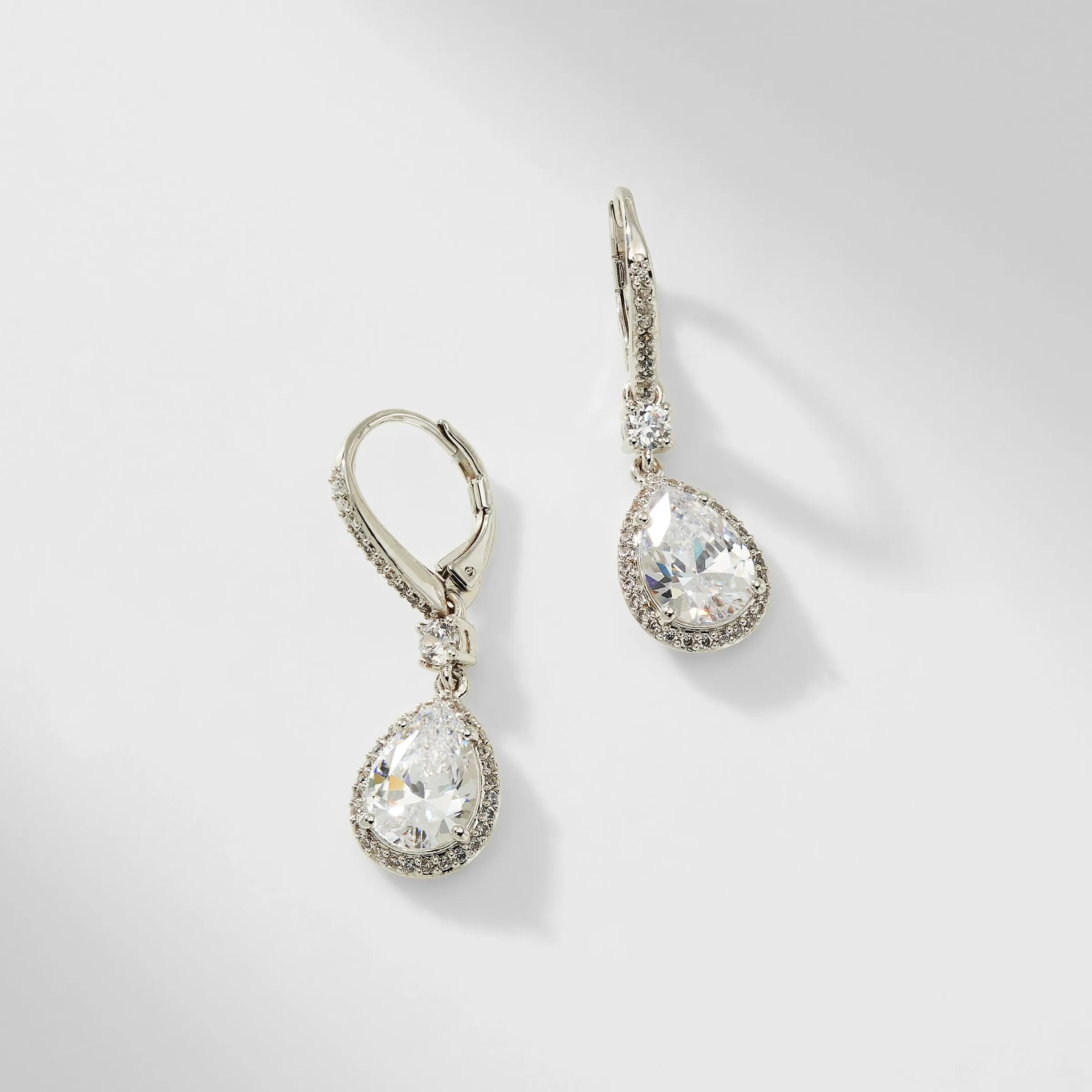 CZ PEAR DROP EARRINGS