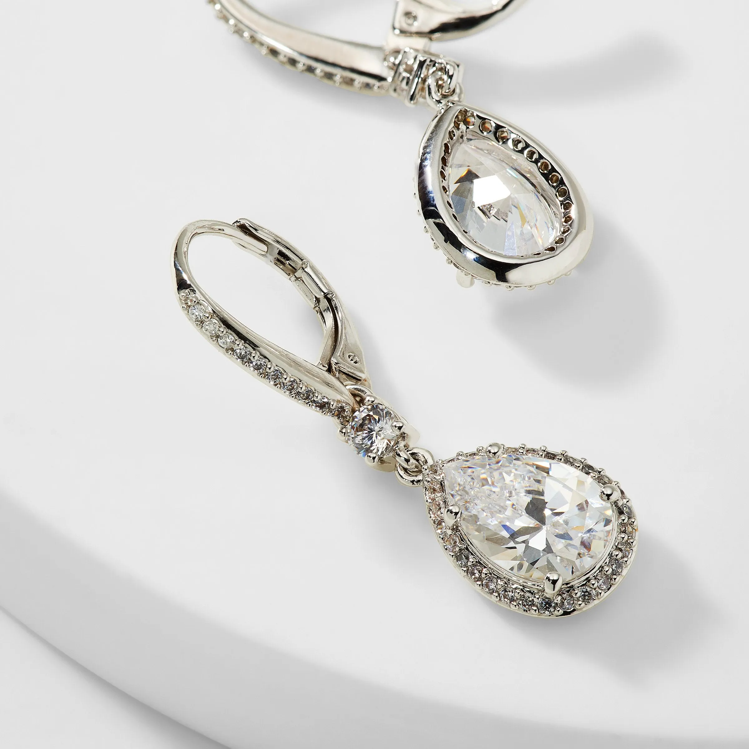 CZ PEAR DROP EARRINGS