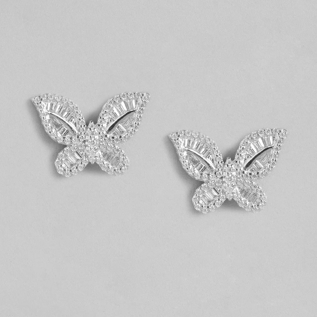 Dancing Butterflies Rhodium-Plated 925 Sterling Silver Earrings