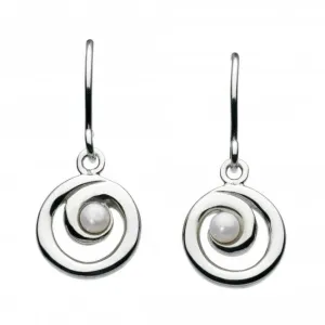 Dew Sterling Silver Freshwater Pearl Spiral Drop Earrings 58007FP001