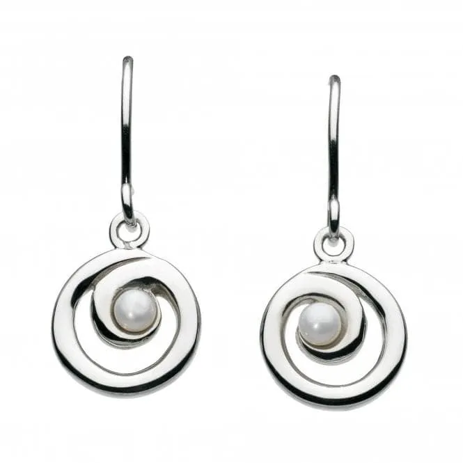 Dew Sterling Silver Freshwater Pearl Spiral Drop Earrings 58007FP001