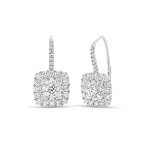 Diamond Cushion Lever-Back Earrings