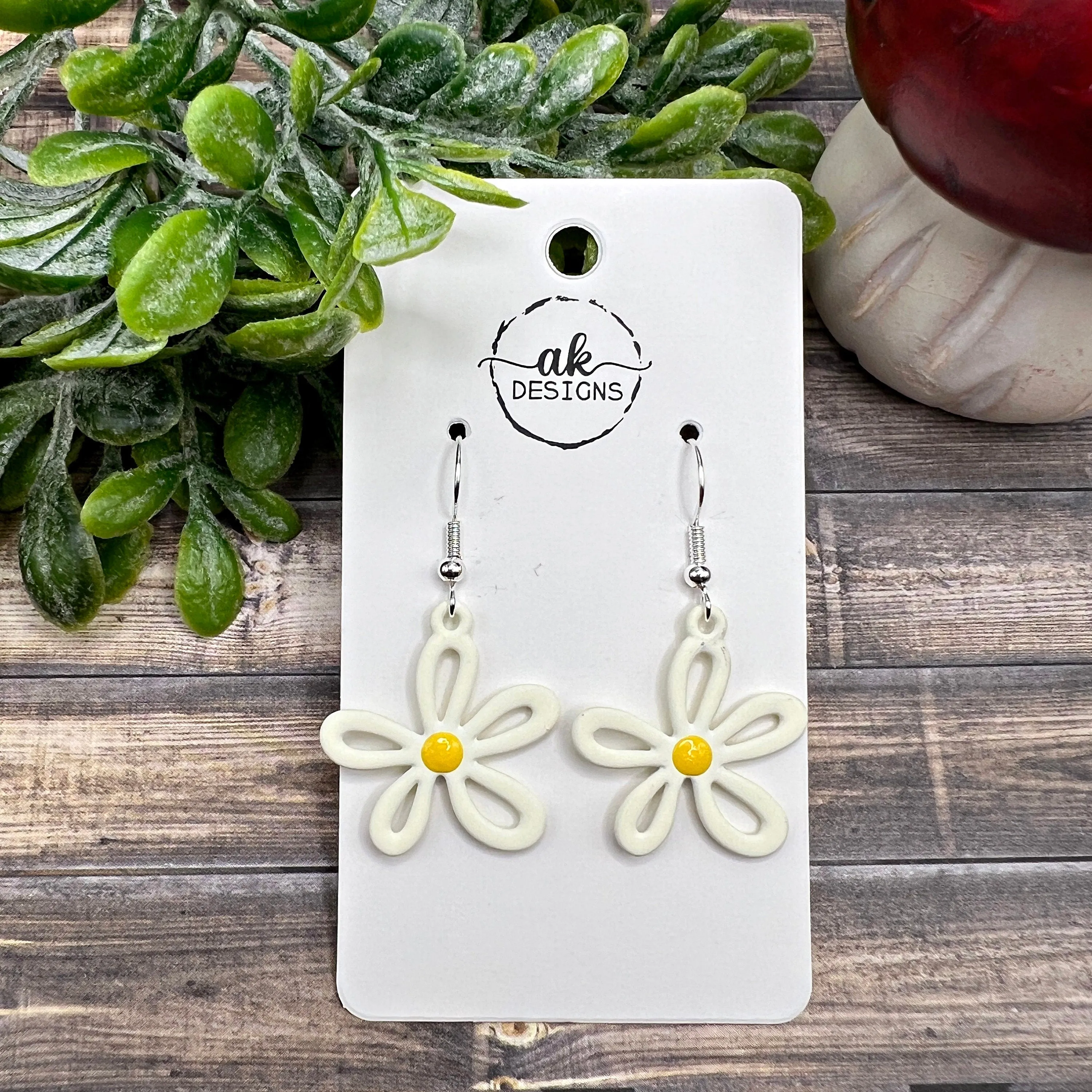 Ditsy Flower Daisy PlantDangle Earrings