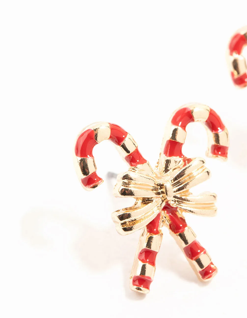 Double Candy Cane & Bow Earrings