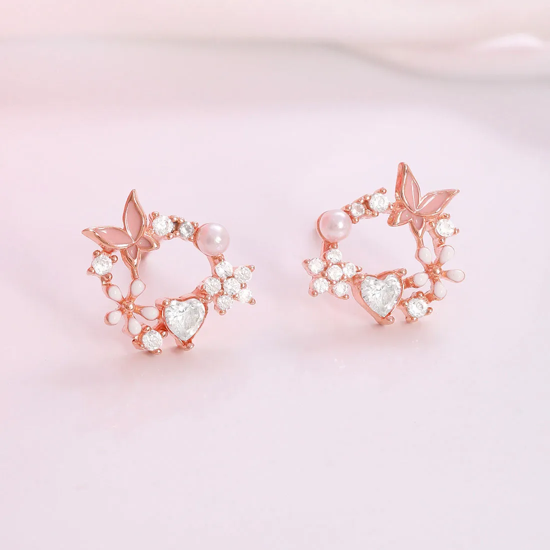 Dreamy Butterfly Rose Gold Plated 925 Sterling Silver Earrings