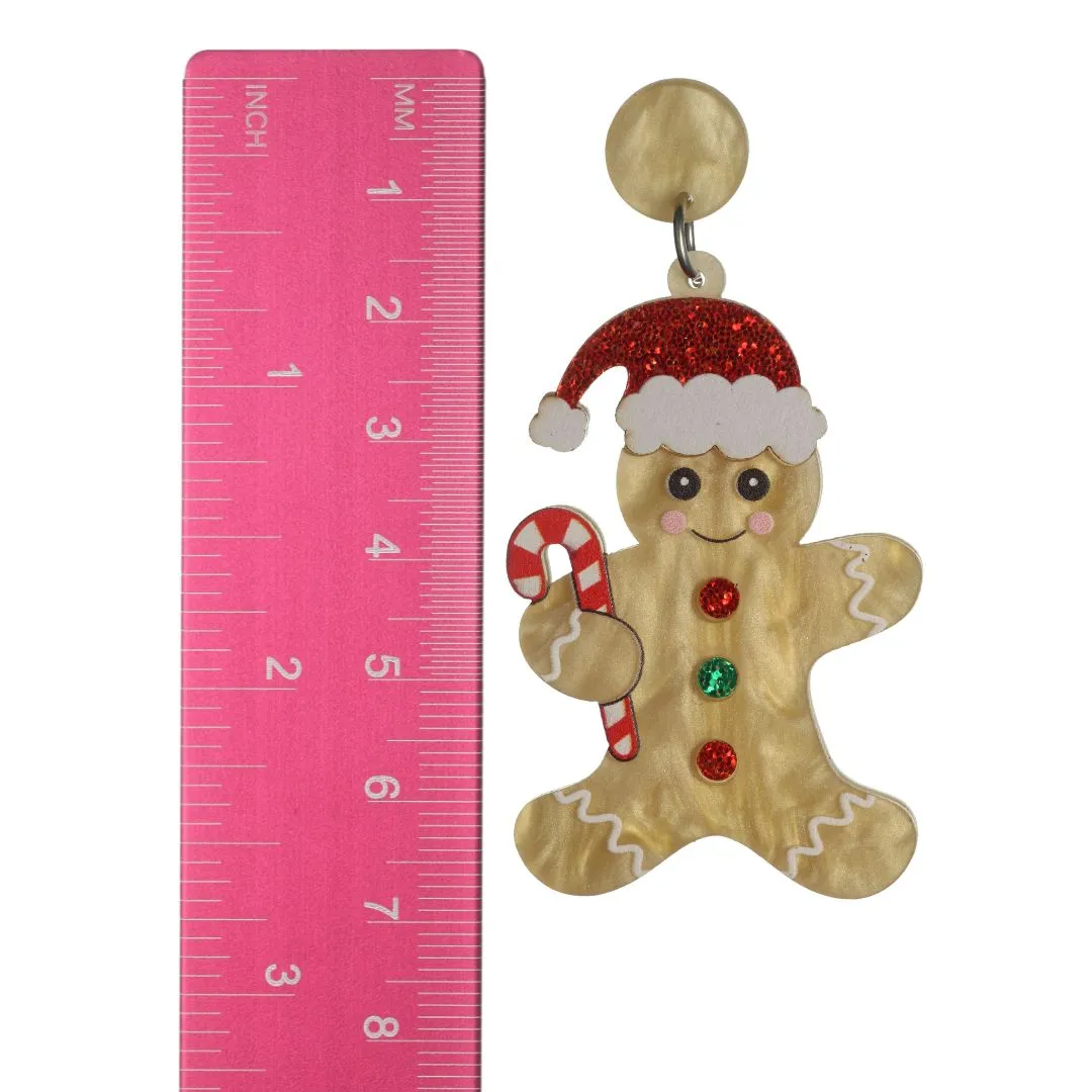 Exaggerated Gingerbread Man Dangles Hypoallergenic Earrings for Sensitive Ears Made with Plastic Posts