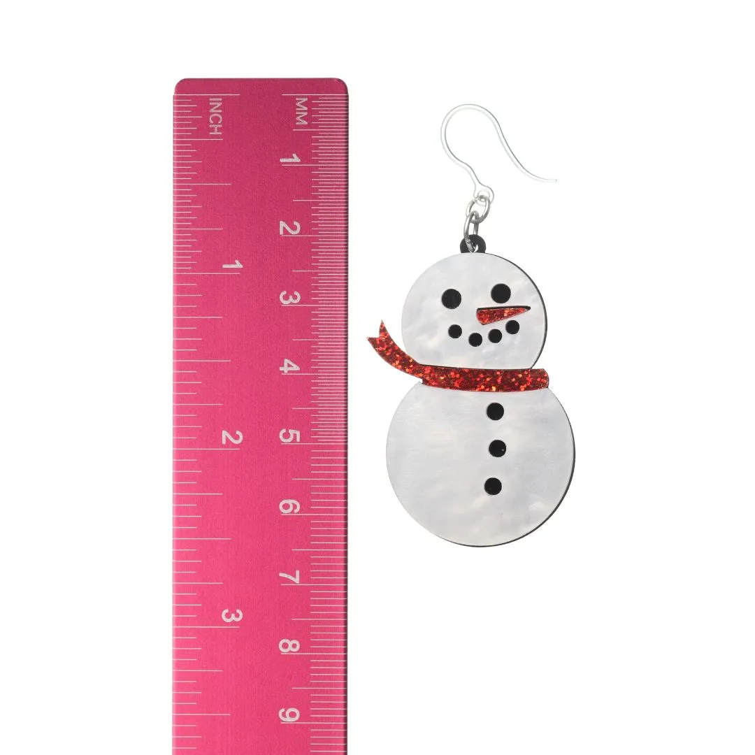 Exaggerated Snowman Dangles Hypoallergenic Earrings for Sensitive Ears Made with Plastic Posts