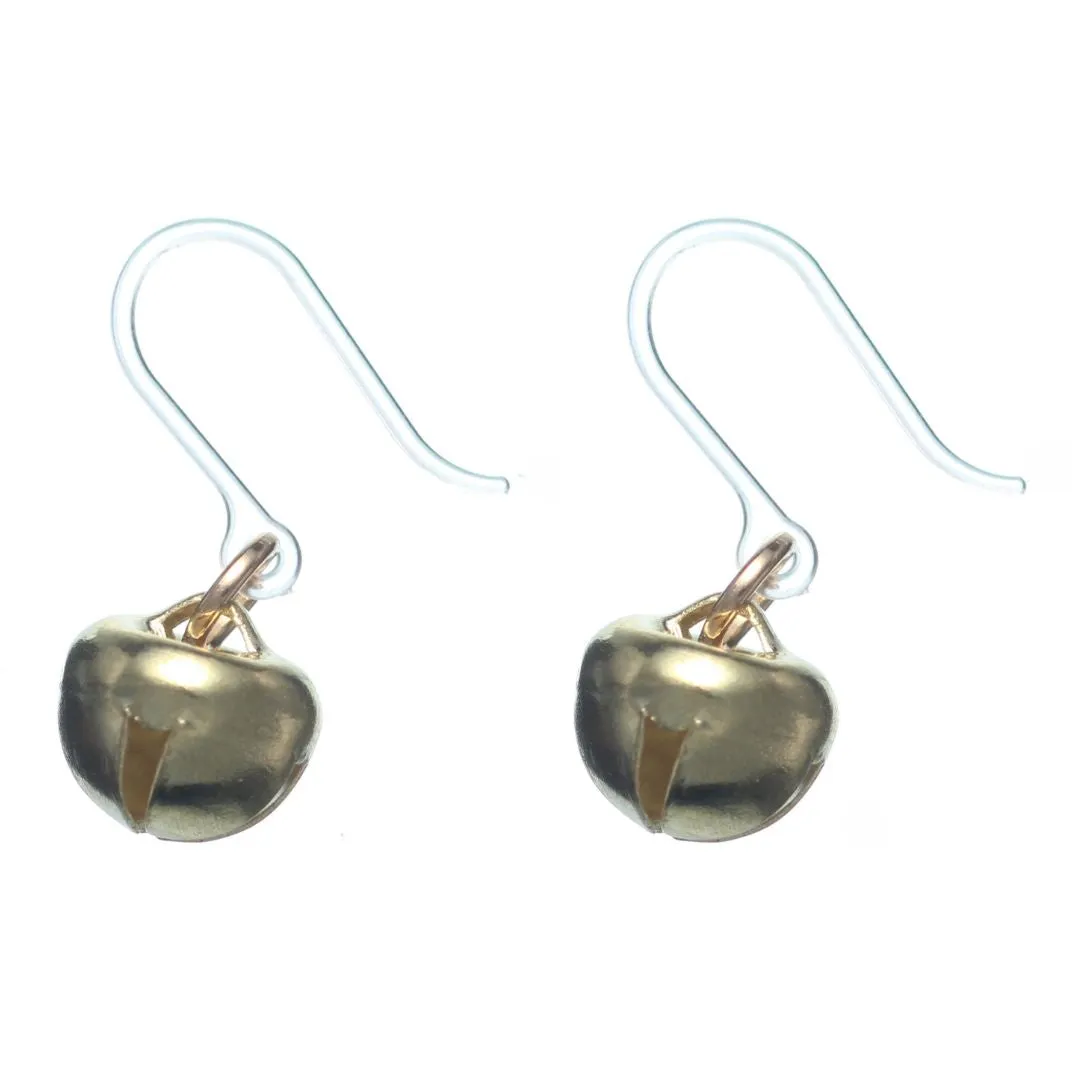 Festive Jingle Bell Dangles Hypoallergenic Earrings for Sensitive Ears Made with Plastic Posts