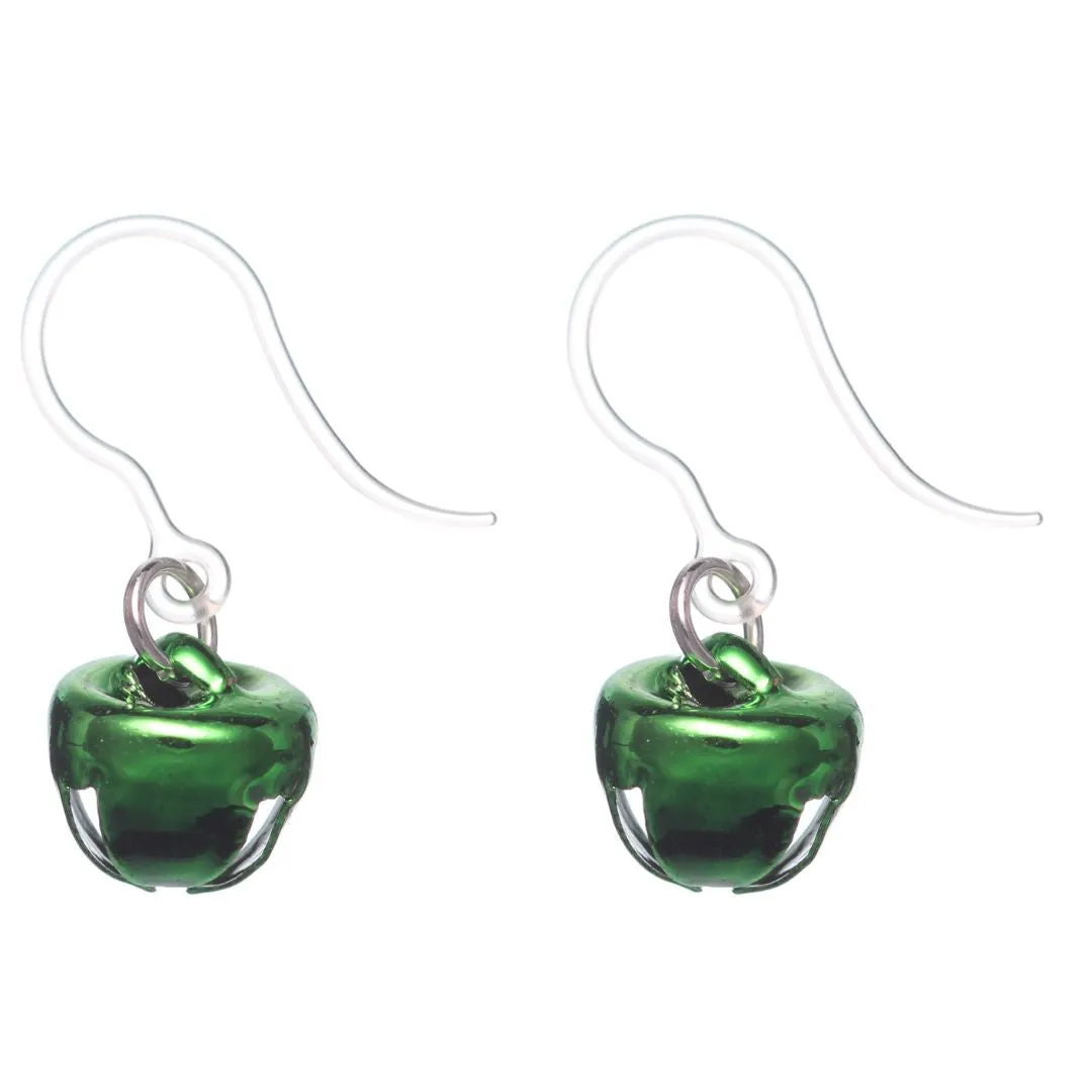 Festive Jingle Bell Dangles Hypoallergenic Earrings for Sensitive Ears Made with Plastic Posts