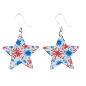 Firework Stars Dangles Hypoallergenic Earrings for Sensitive Ears Made with Plastic Posts