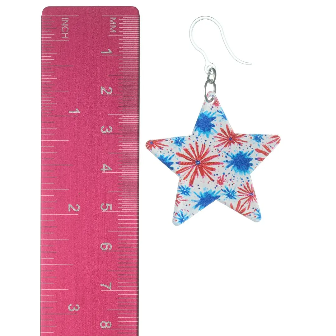 Firework Stars Dangles Hypoallergenic Earrings for Sensitive Ears Made with Plastic Posts