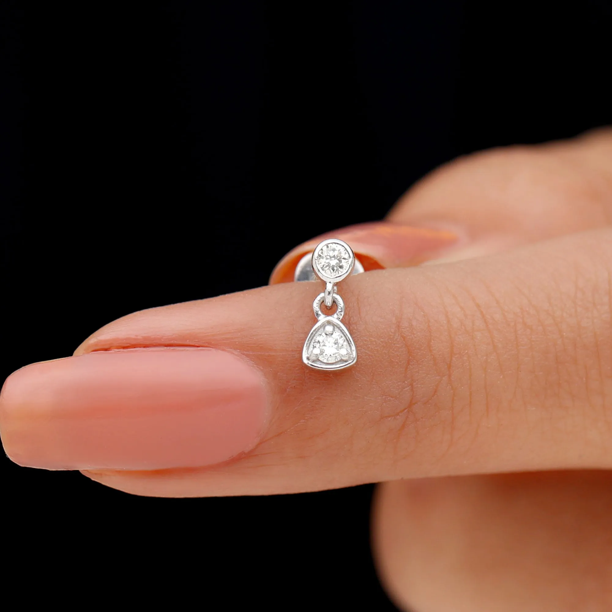 Genuine Diamond Drop Earring for Helix Piercing