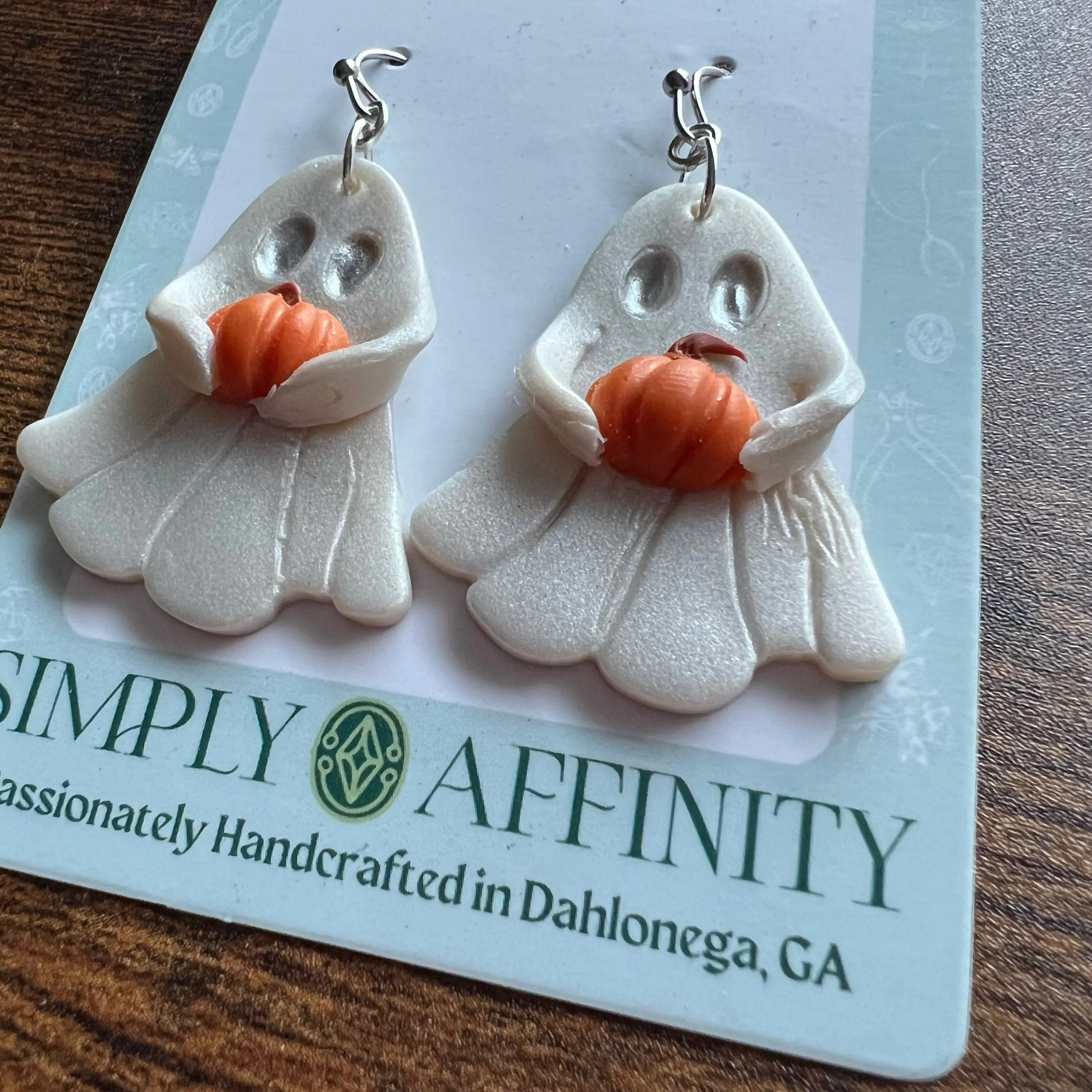 Ghosts Holding Pumpkins Earrings