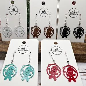 Gingerbread Christmas Candy Cane Circle Winter Christmas Hypoallergenic  Holiday Painted Brass Lightweight Earrings - Clearance