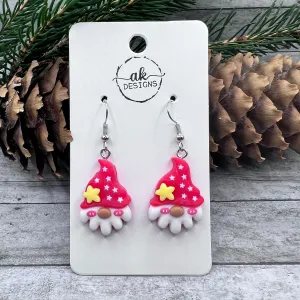 Gnome Christmas Santa Beard Resin Hypoallergenic  Holiday Earrings