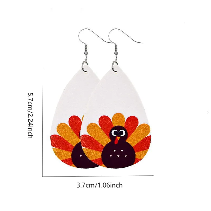 Gobble Gobble Faux Leather Drop Ear Bling