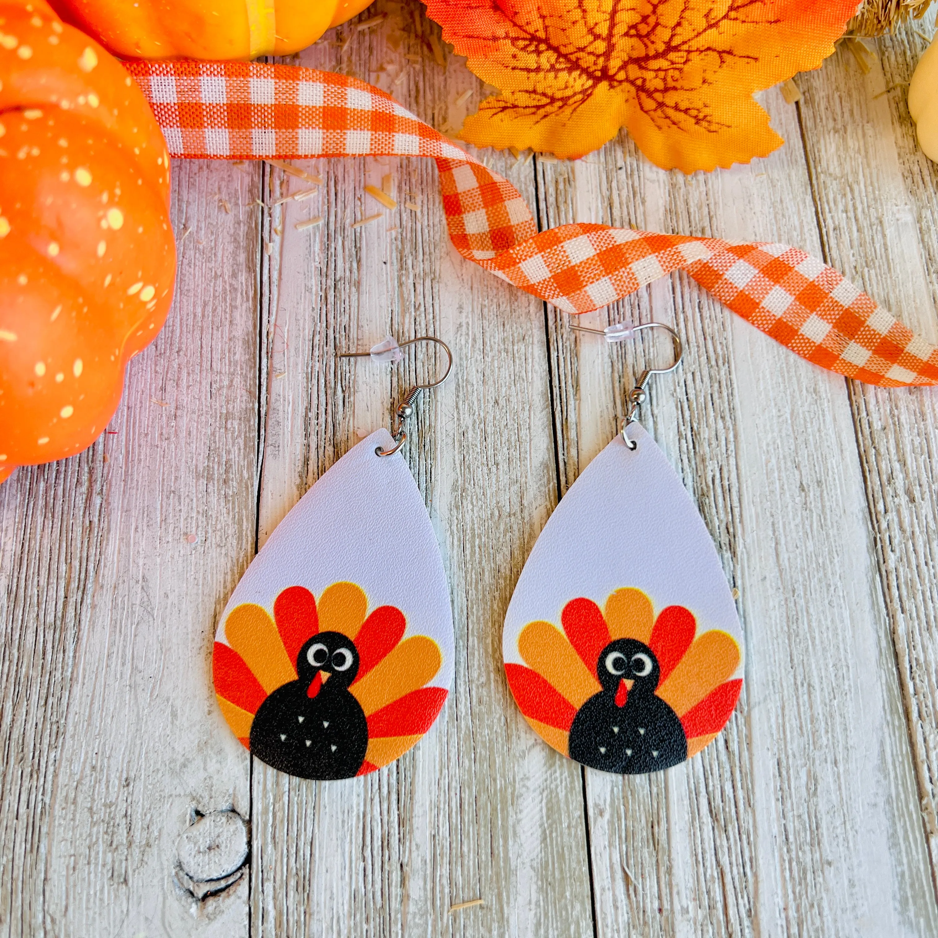 Gobble Gobble Faux Leather Drop Ear Bling