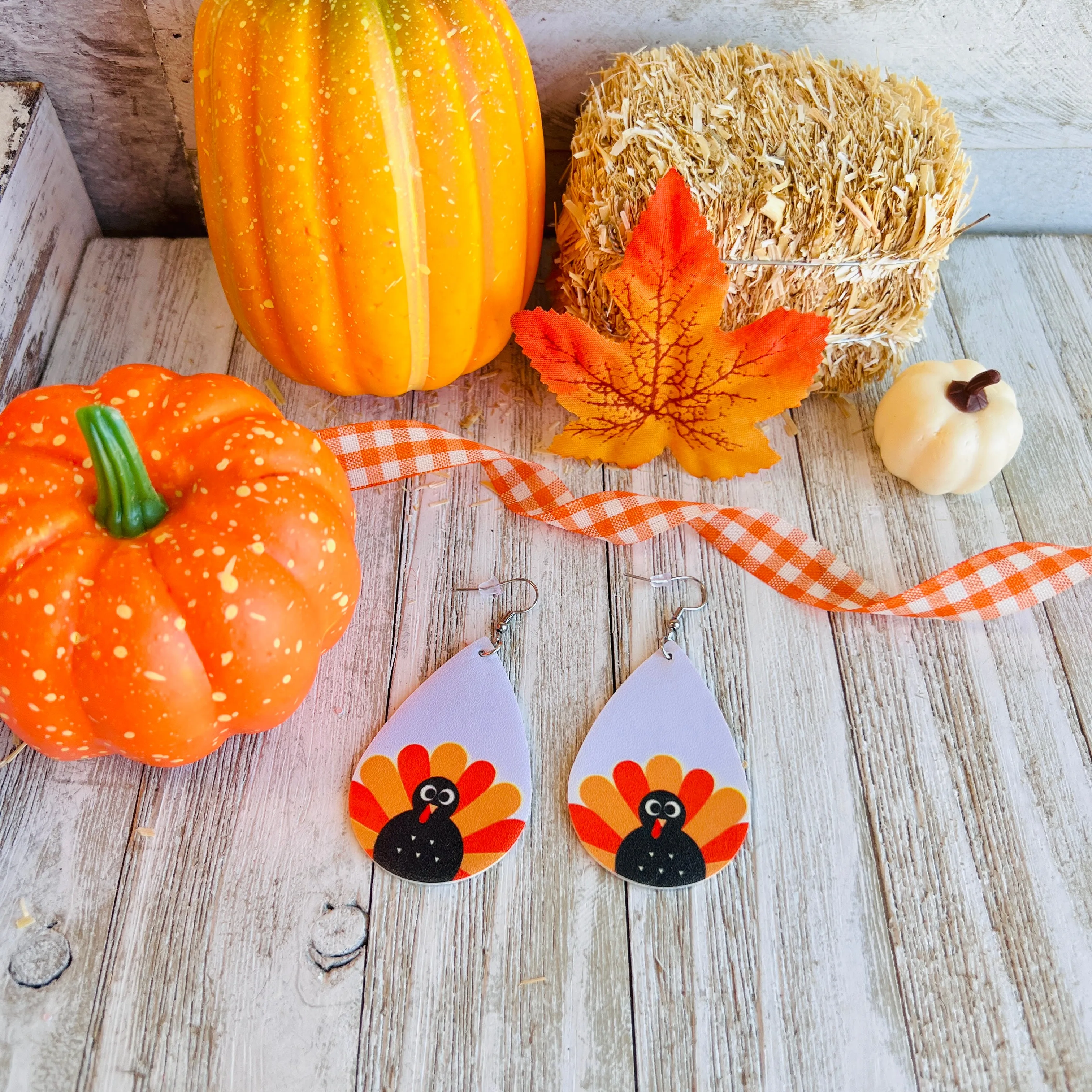 Gobble Gobble Faux Leather Drop Ear Bling