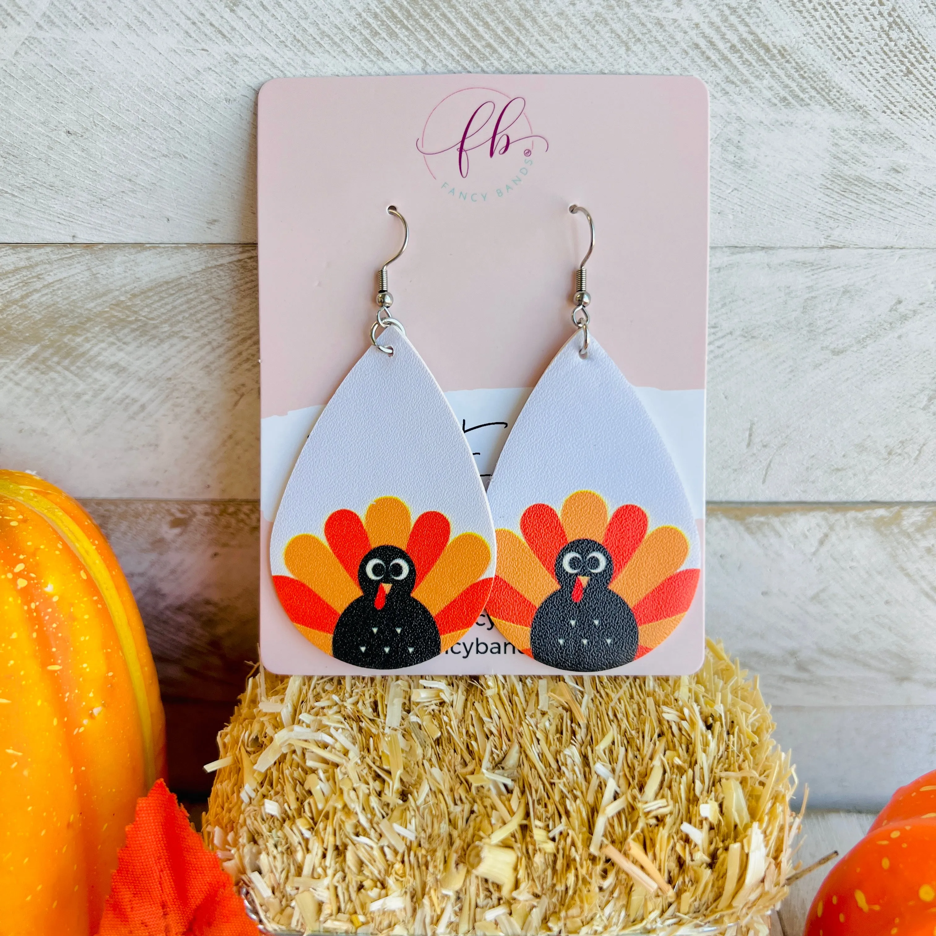 Gobble Gobble Faux Leather Drop Ear Bling