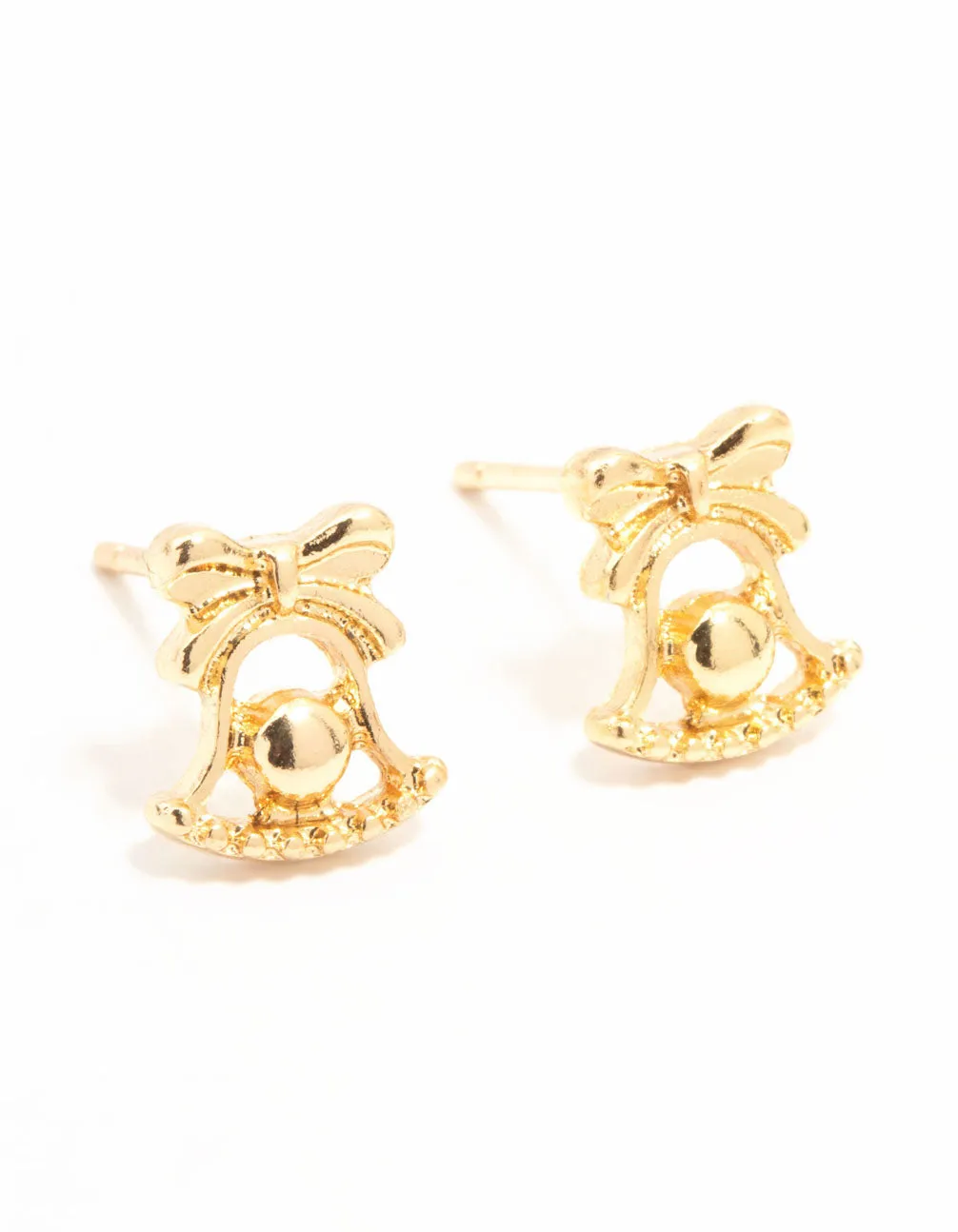 Gold Jingle Bell Gold Stud Earrings