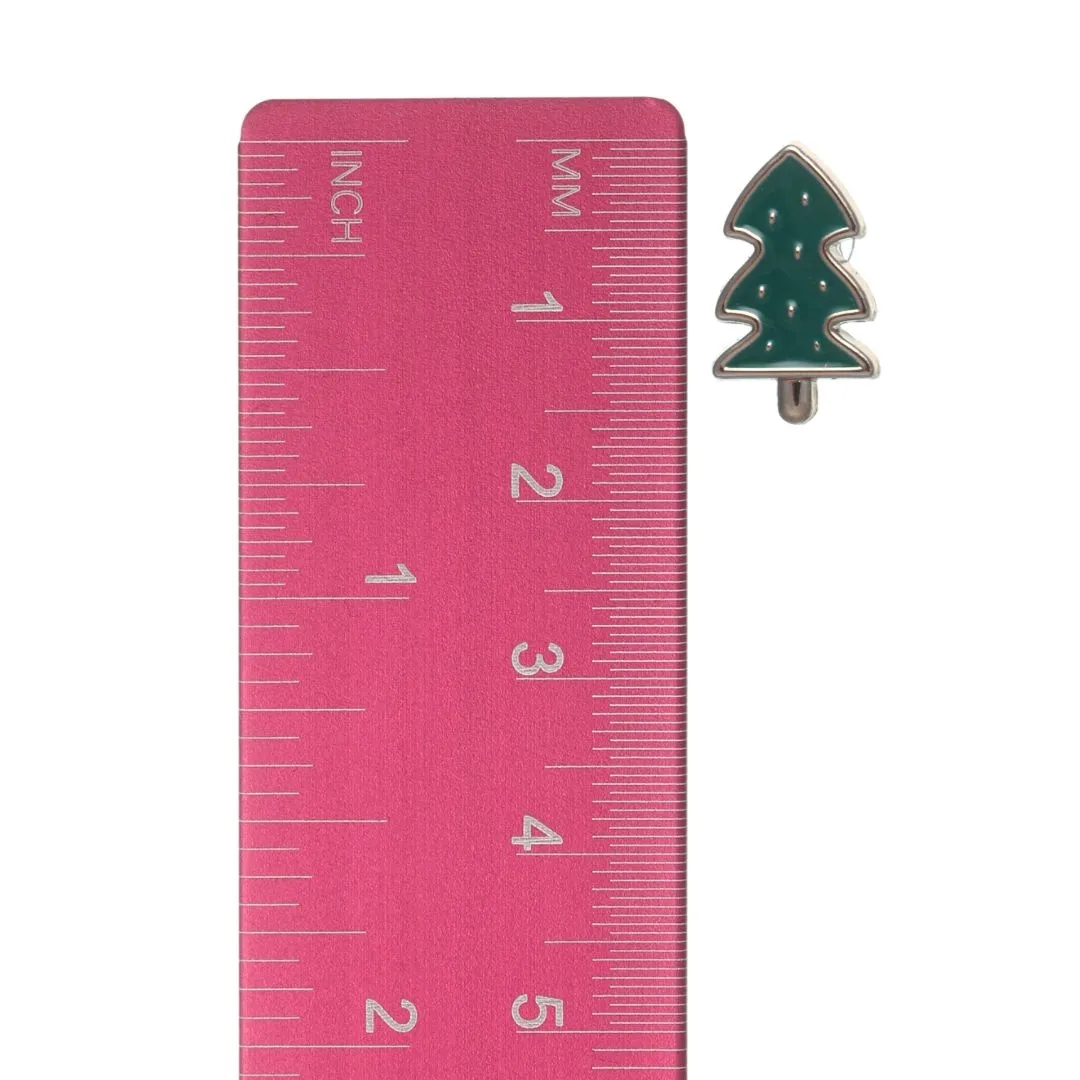 Gold Rimmed Christmas Tree Studs Hypoallergenic Earrings for Sensitive Ears Made with Plastic Posts