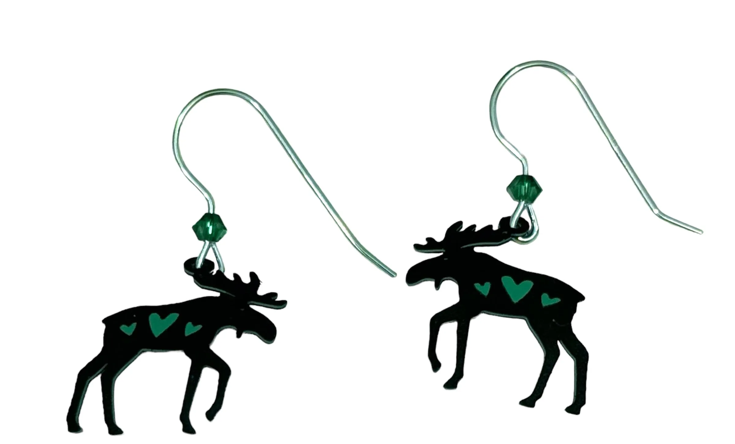 Green Moose Hand Painted Earrings