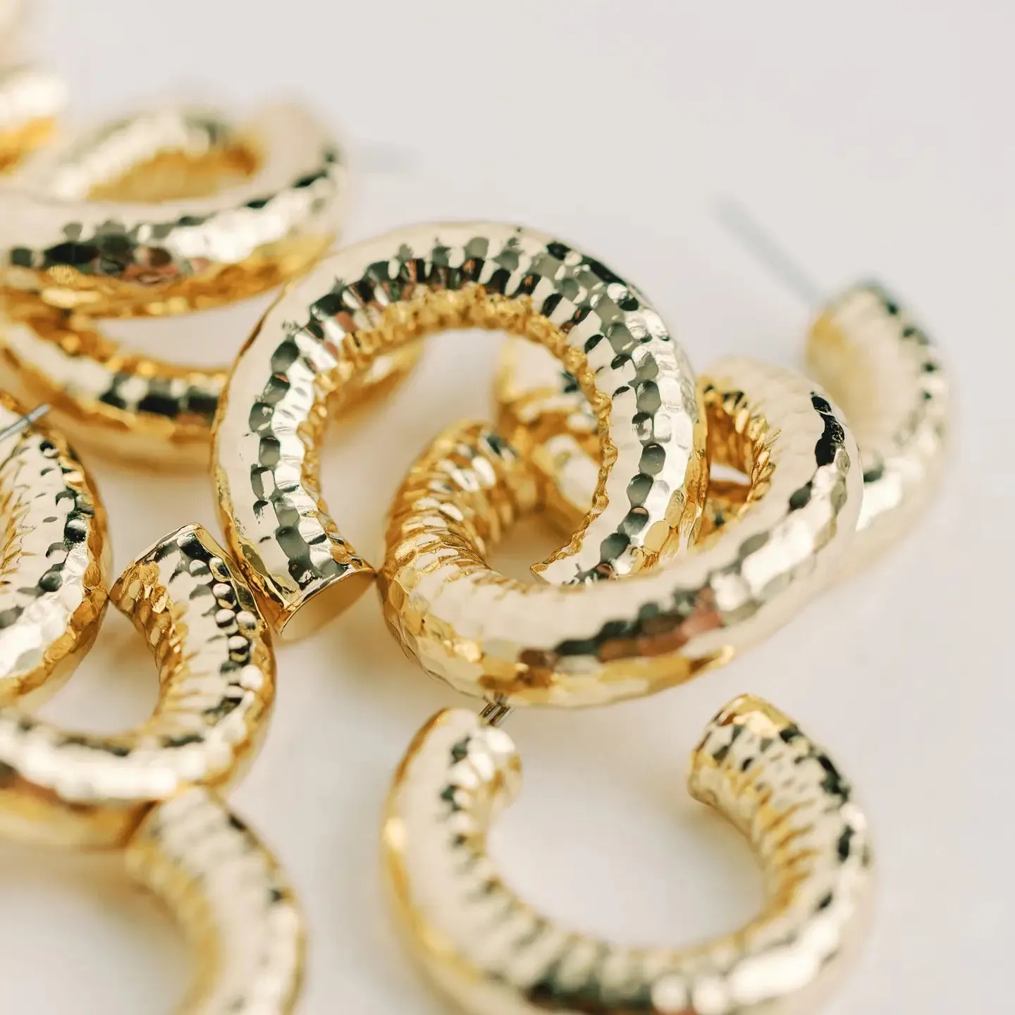 Hammered Gold Hoop Earrings