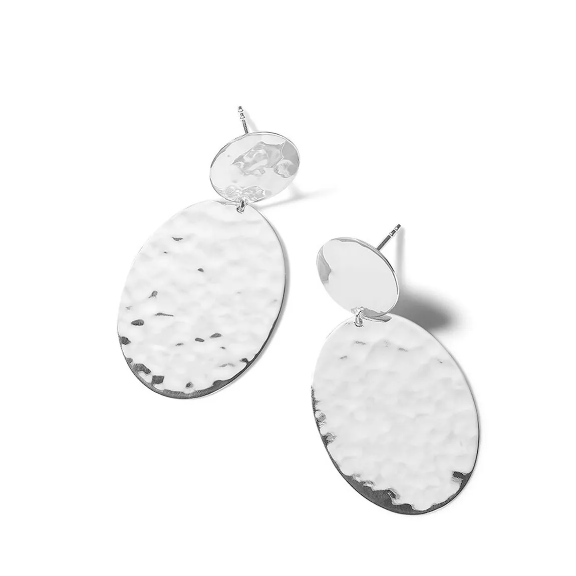 IPPOLITA Classico Sterling Silver Crinkle Hammered Oval Snowman Earrings