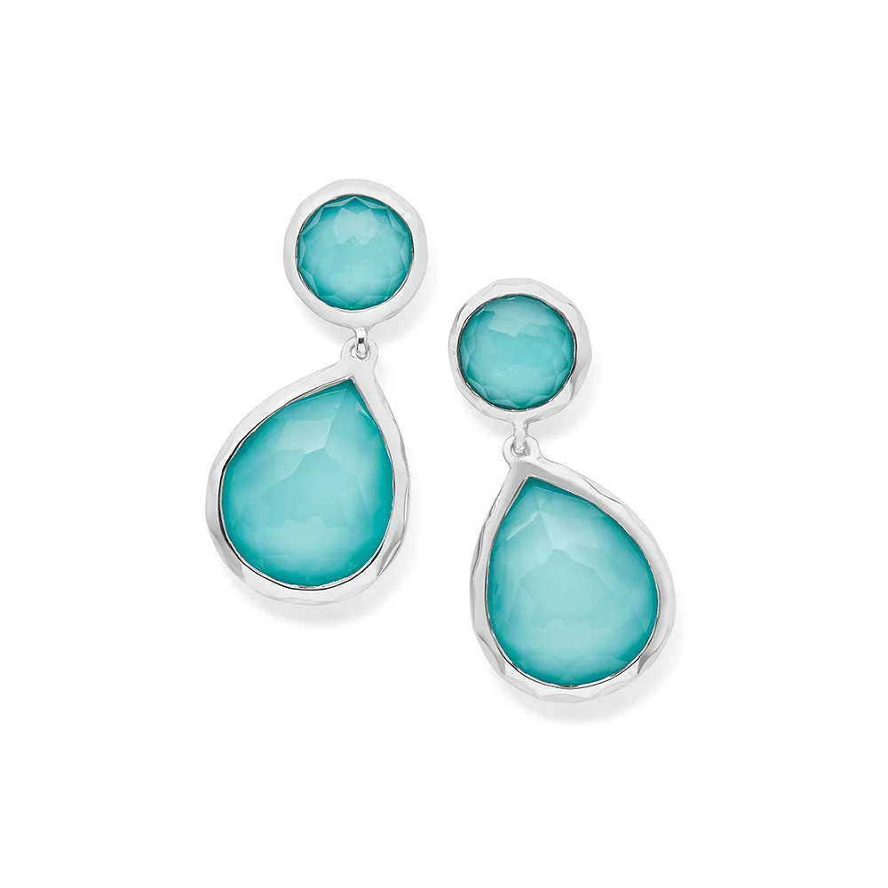 IPPOLITA Rock Candy® Snowman Post Earrings in Turquoise and Clear Quartz Doublet