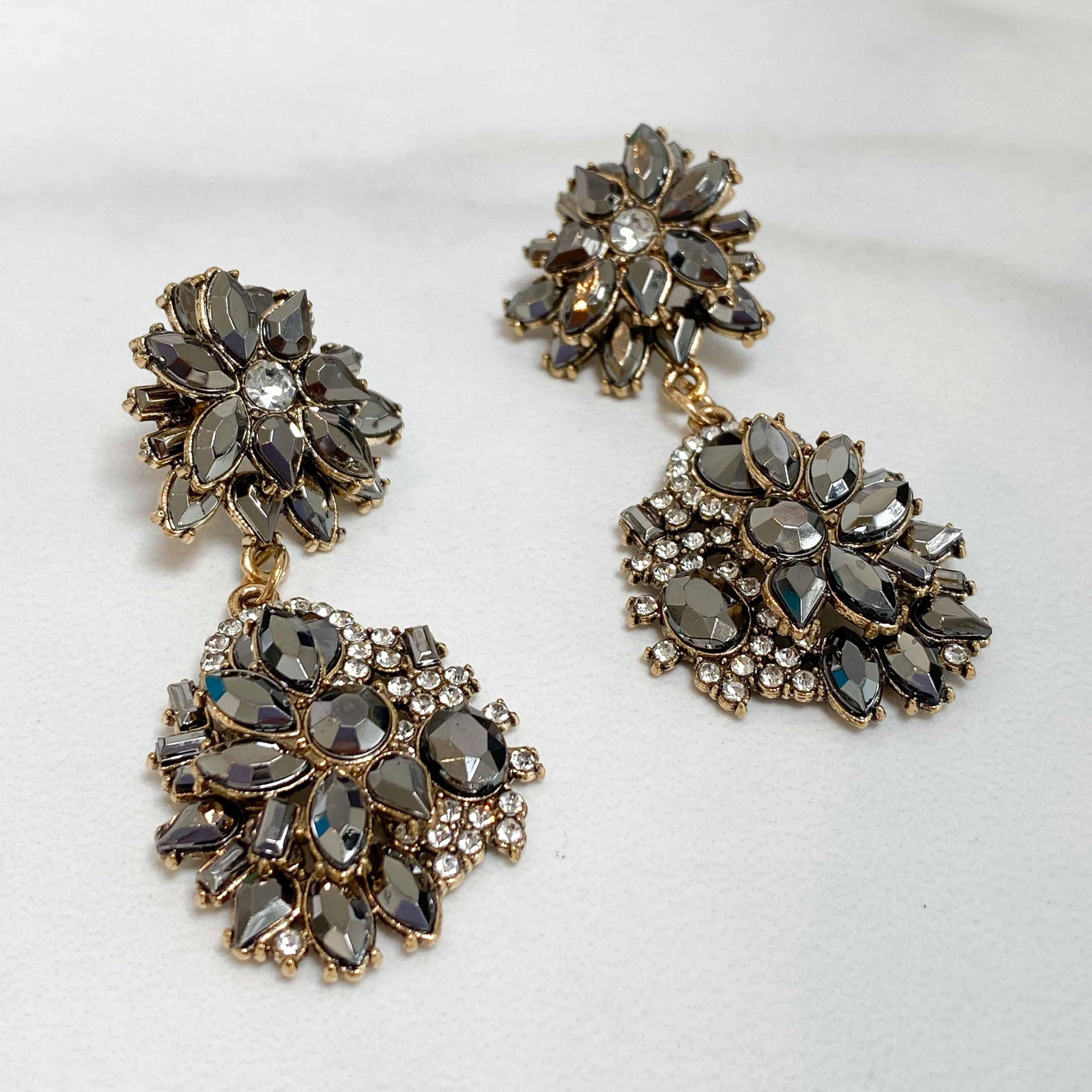 JAIDA Grey & Gold Statement Earrings