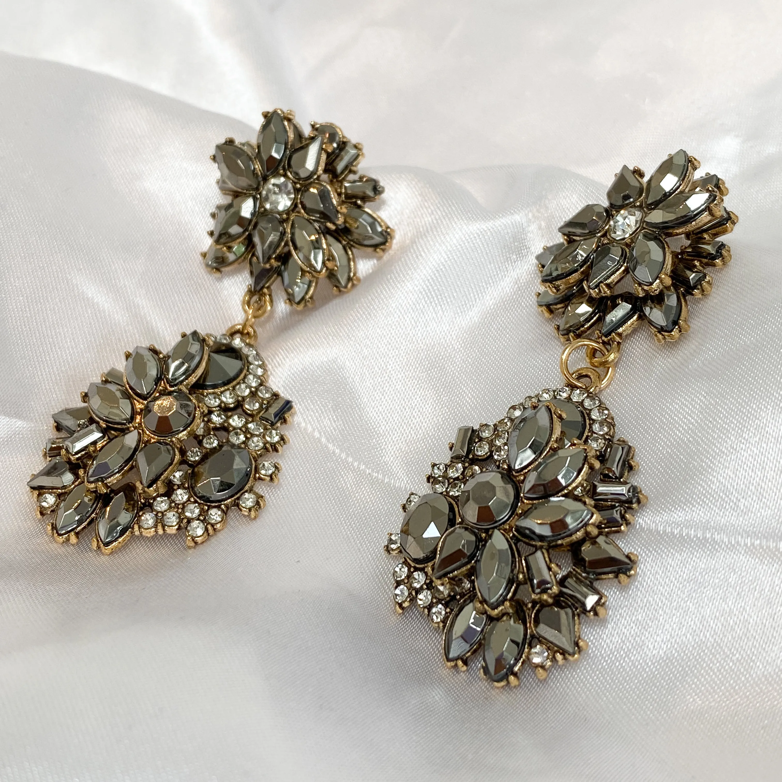 JAIDA Grey & Gold Statement Earrings