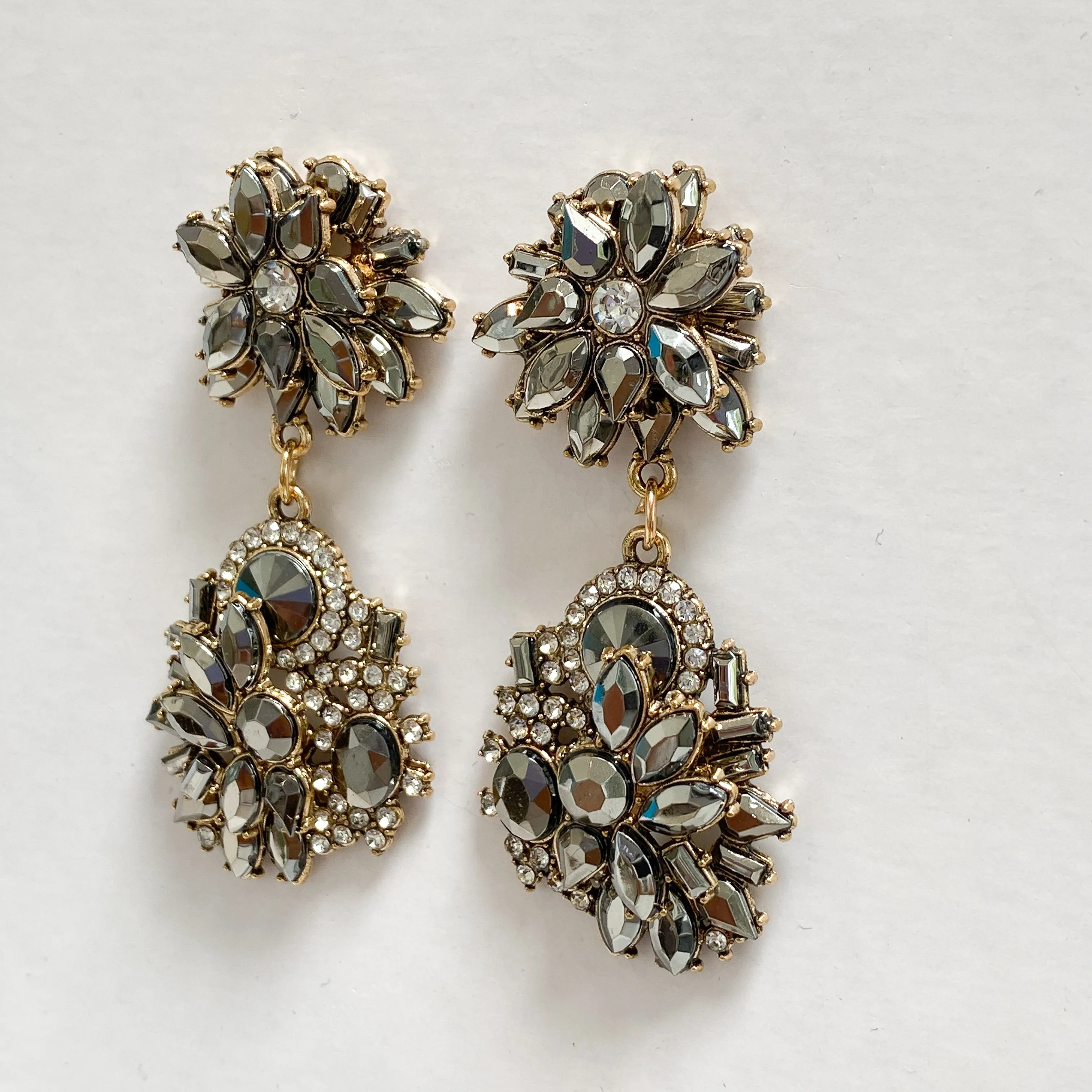 JAIDA Grey & Gold Statement Earrings