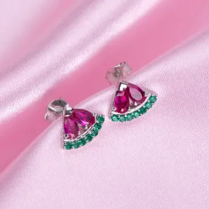 Juicy Gems 925 Sterling Silver Rhodium Plated Watermelon Pattern Earrings