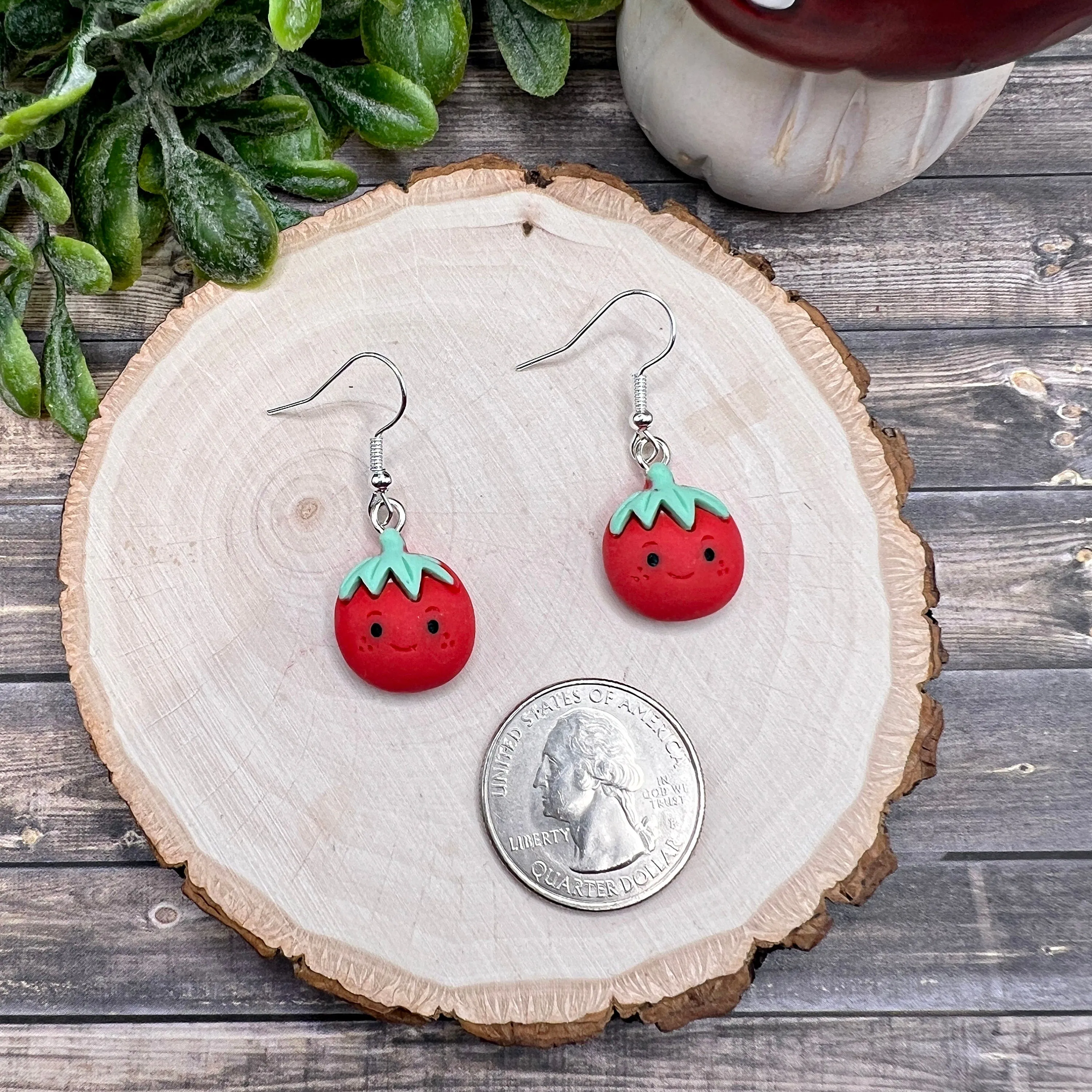 Kawaii Tomato Cartoon Veggie Vegetable Friends Cute  Earrings, Hypoallergenic Gift