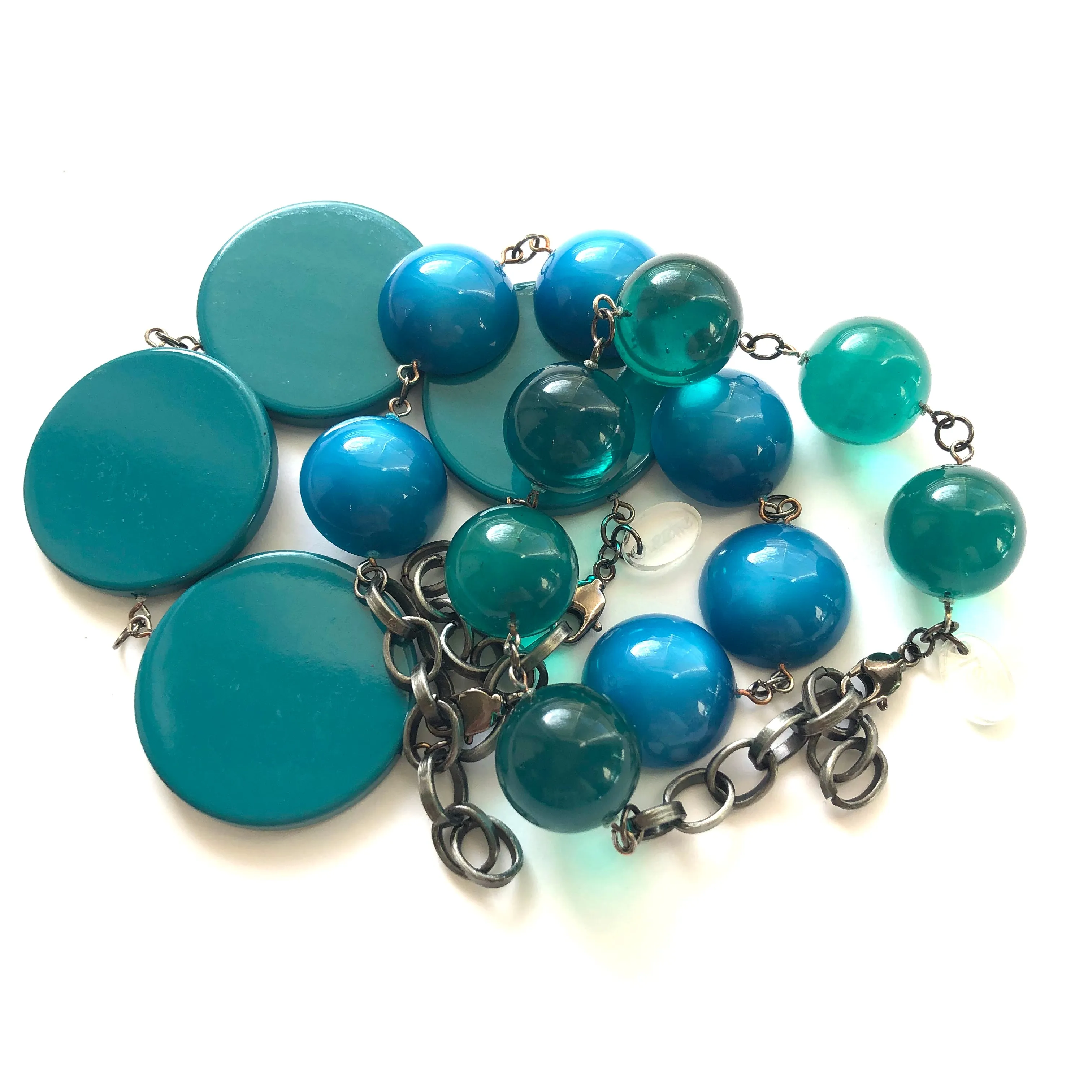 Kelly & Emerald Green Candy Disc Stations Bracelet