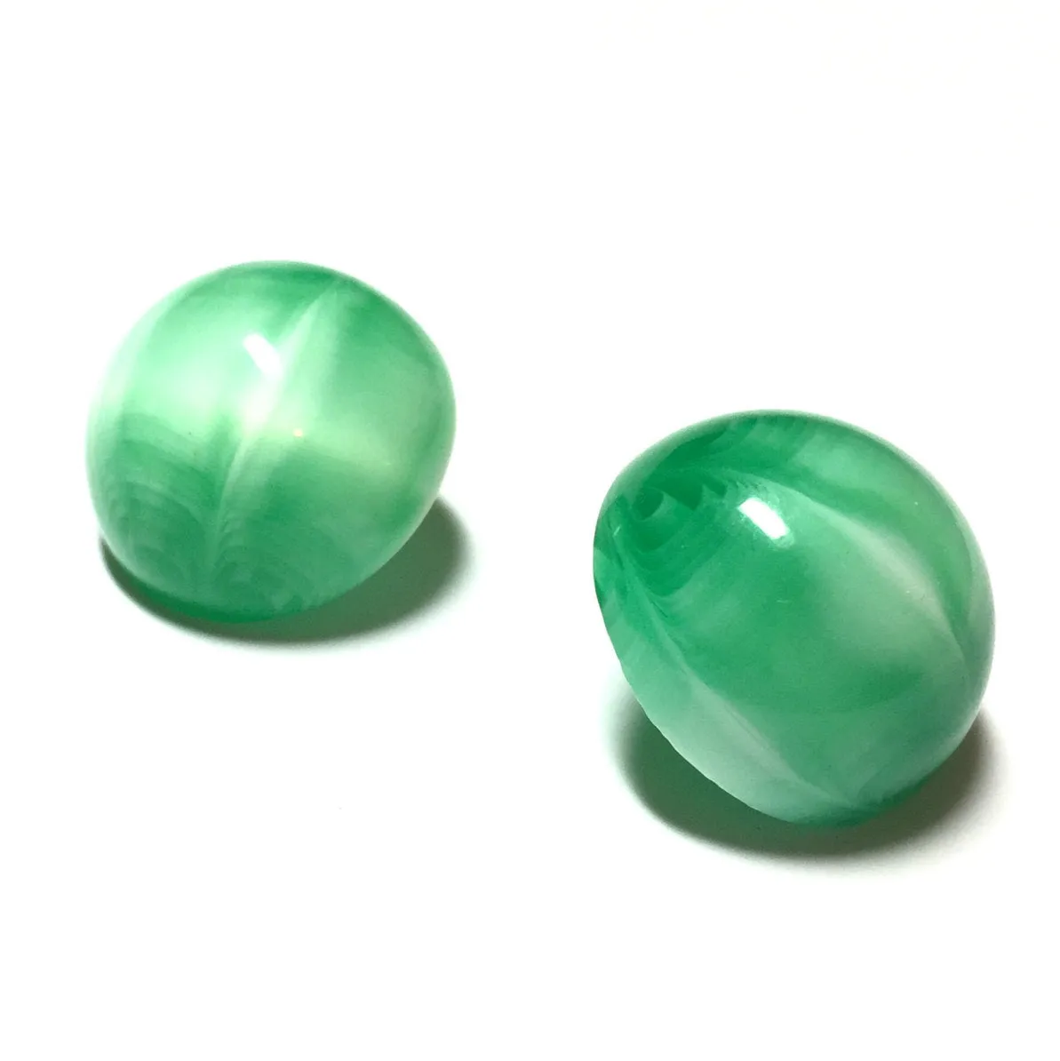 Kelly Green Marbled Striped Moonglow Retro Button Stud Earrings