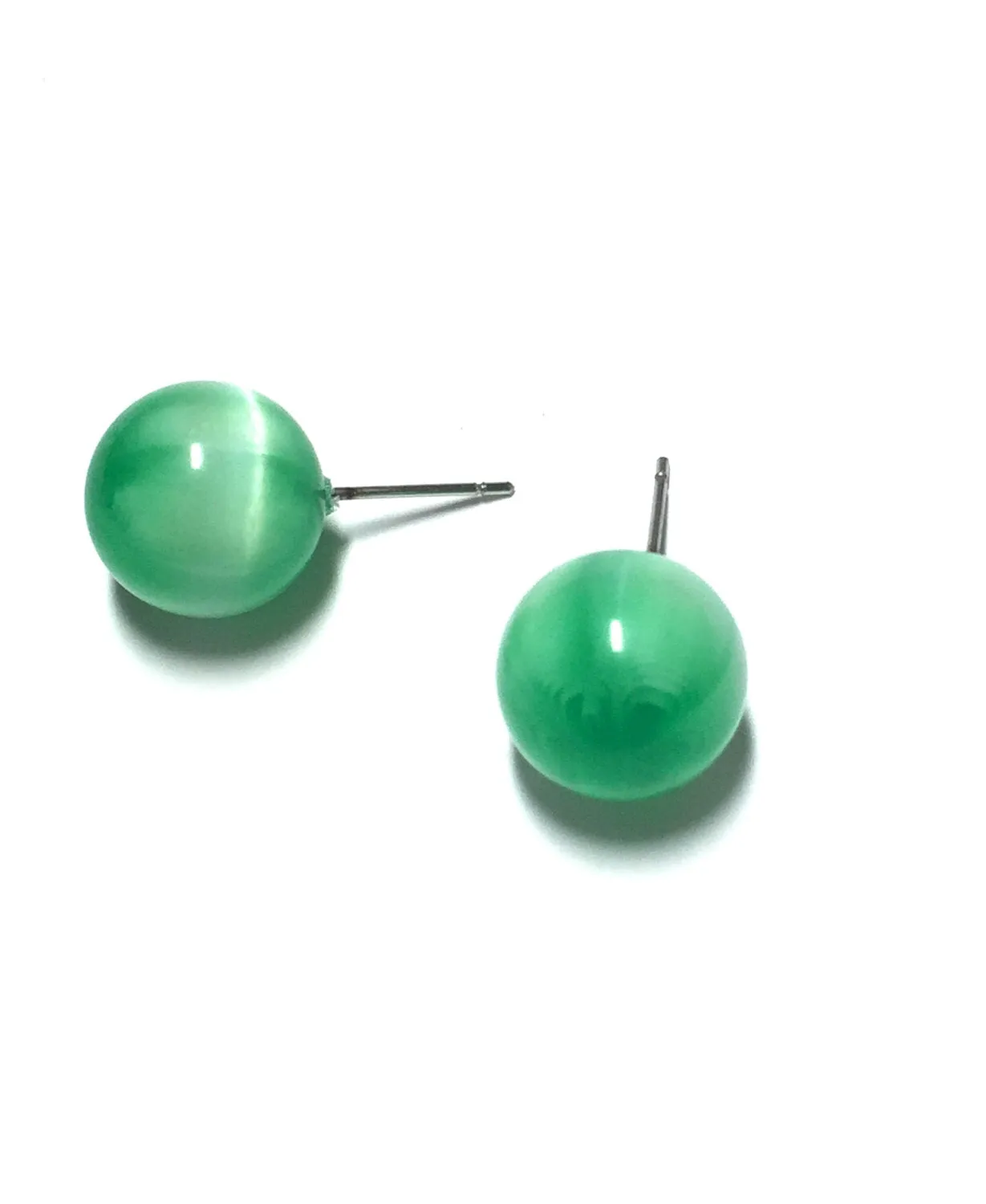 Kelly Green Moonglow Striped Ball Stud Earrings