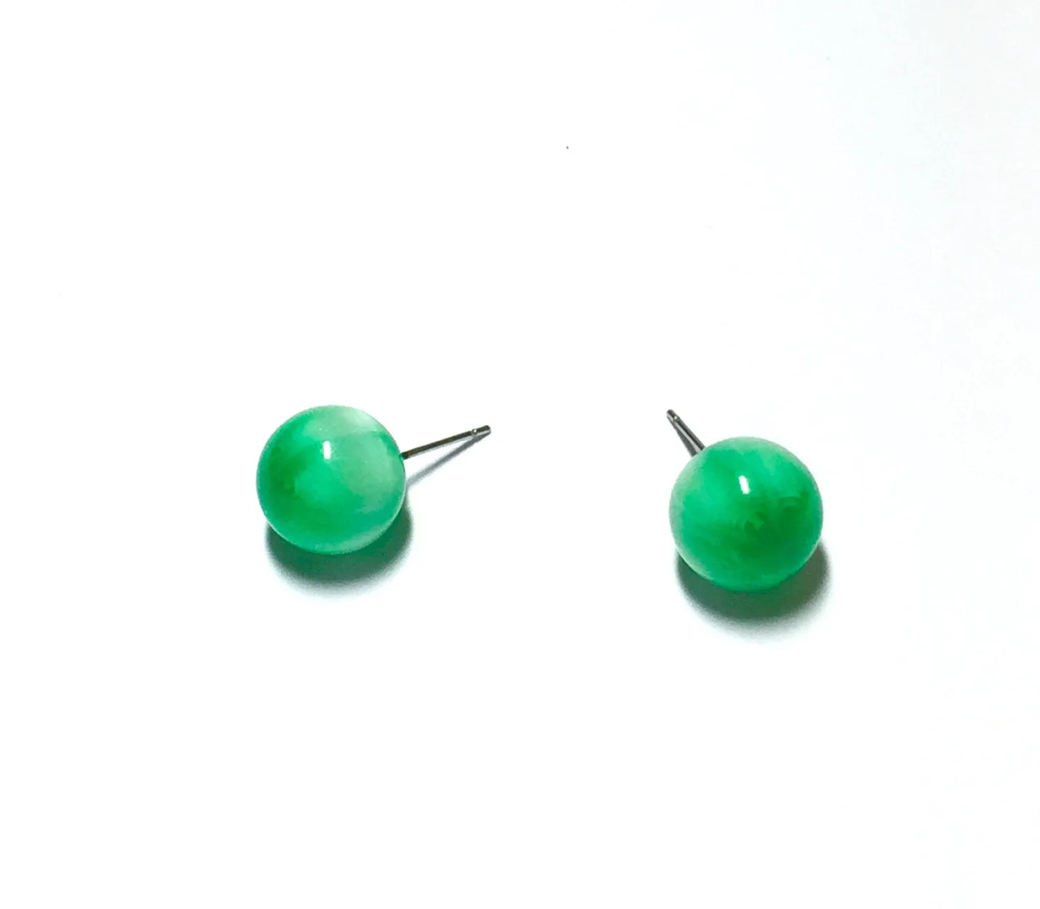 Kelly Green Moonglow Striped Ball Stud Earrings