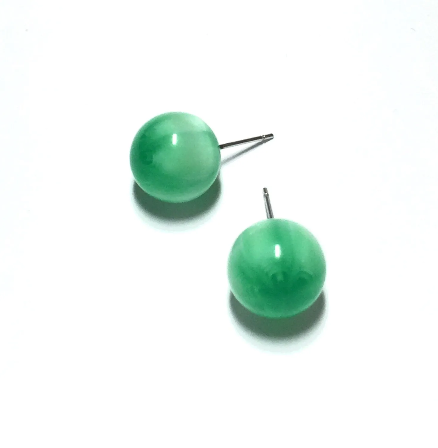 Kelly Green Moonglow Striped Ball Stud Earrings