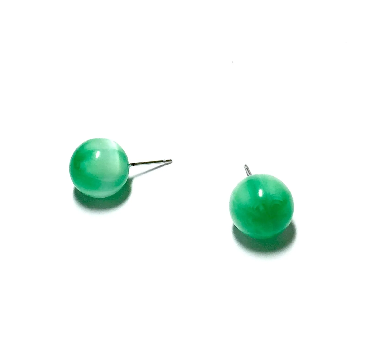 Kelly Green Moonglow Striped Ball Stud Earrings