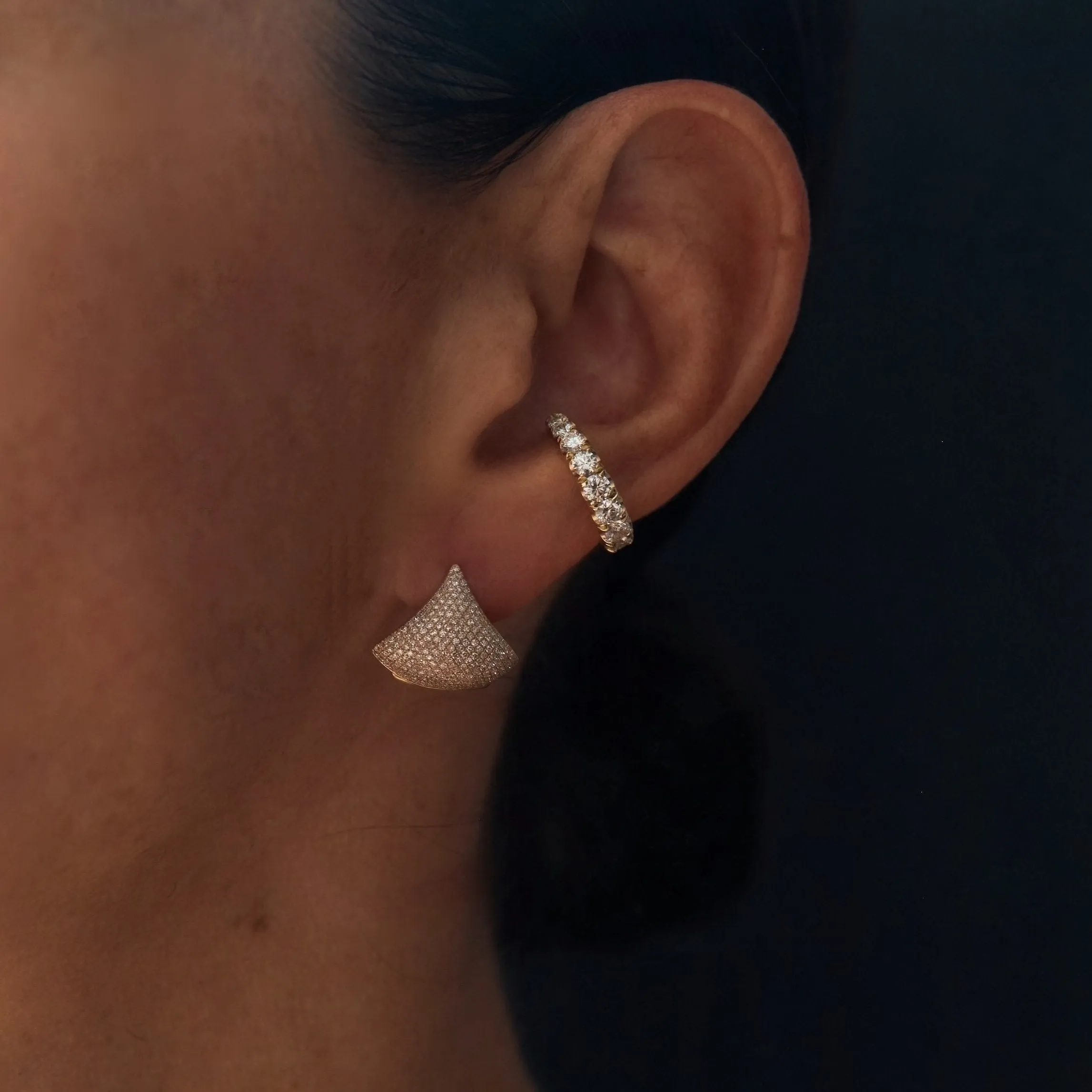 Large Apse Earrings with White Pavé Diamonds